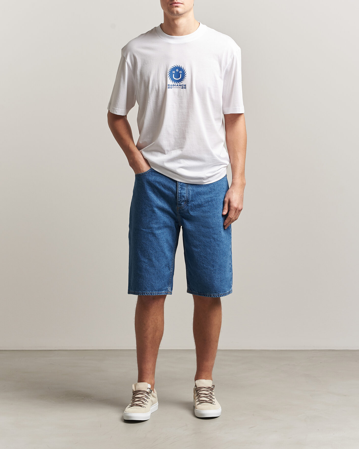 Mies | T-paidat | HUGO | Nunarix Printed Crew Neck T-Shirt White