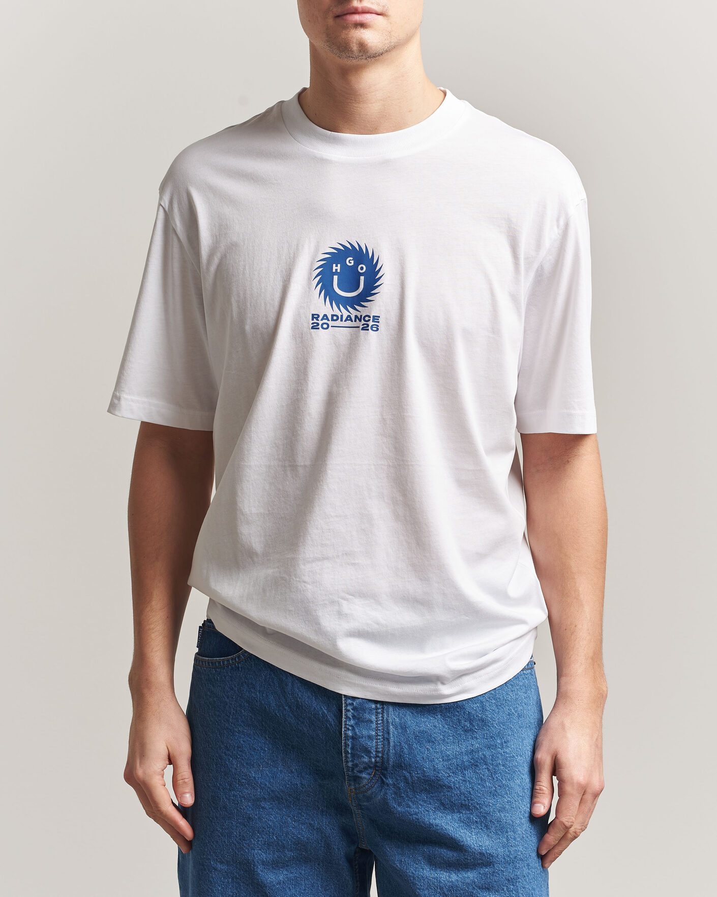 Mies | T-paidat | HUGO | Nunarix Printed Crew Neck T-Shirt White