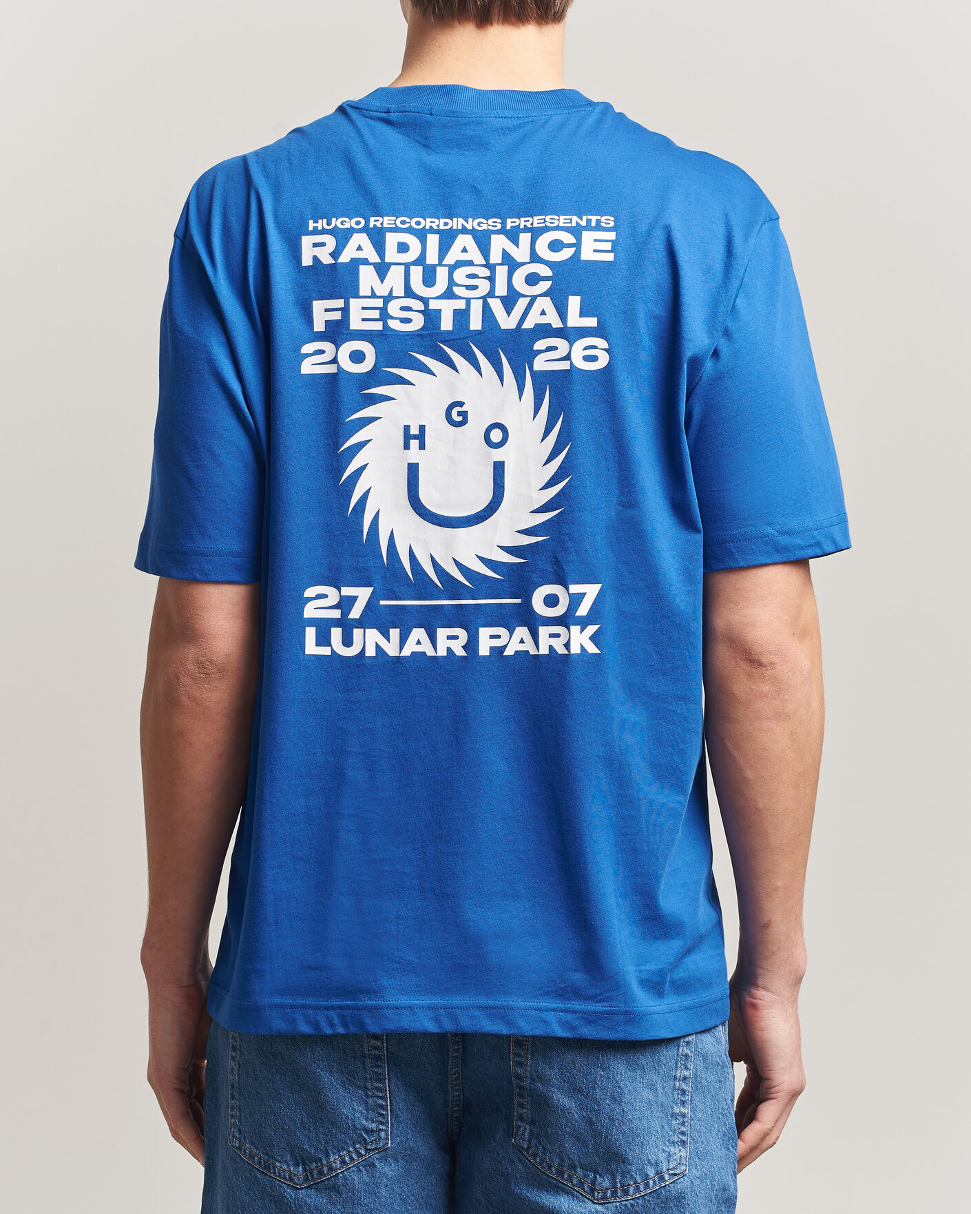 Mies | T-paidat | HUGO | Nunarix Printed Crew Neck T-Shirt Open Blue