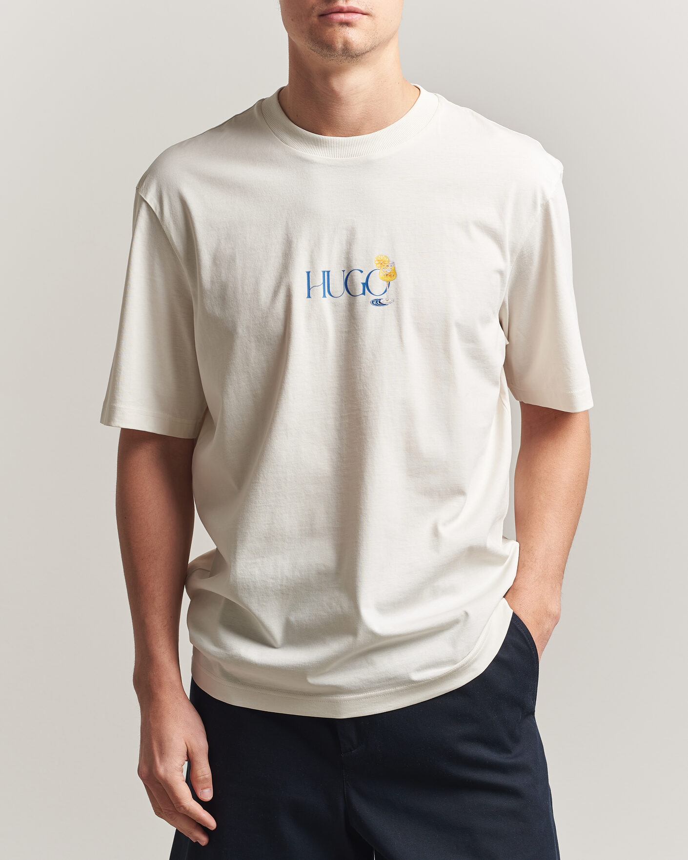 Mies | T-paidat | HUGO | Nulaxo Printed Crew Neck T-Shirt Open White