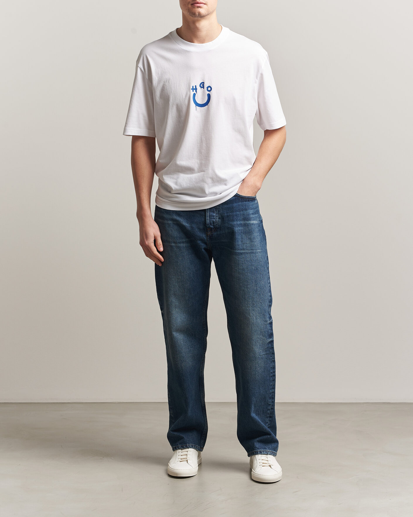 Mies | T-paidat | HUGO | Norizom Printed Crew Neck T-Shirt White