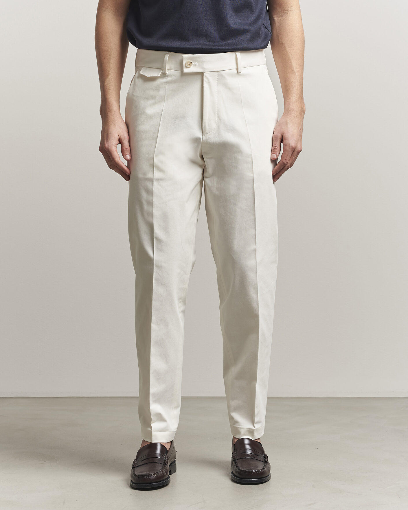 Mies | Housut | BOSS CAMEL | Peet Cotton Pleated Trousers Open White