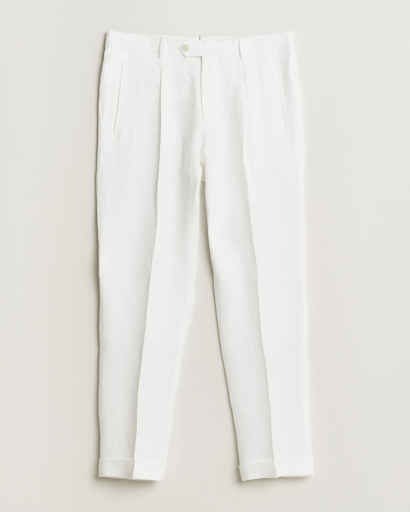 Mies | Housut | BOSS CAMEL | Peet Linen Pleated Trousers White