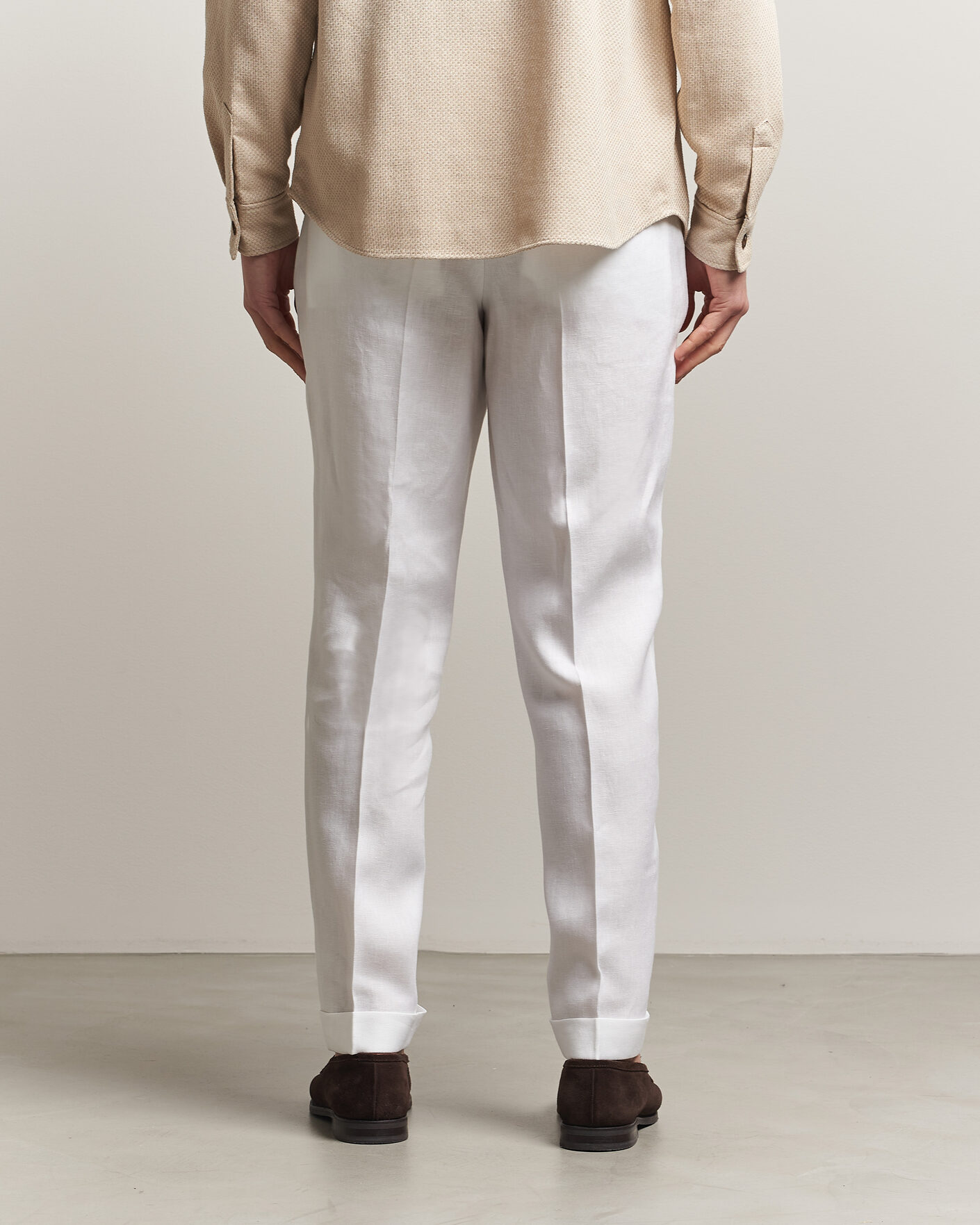 Mies | Housut | BOSS CAMEL | Peet Linen Pleated Trousers White