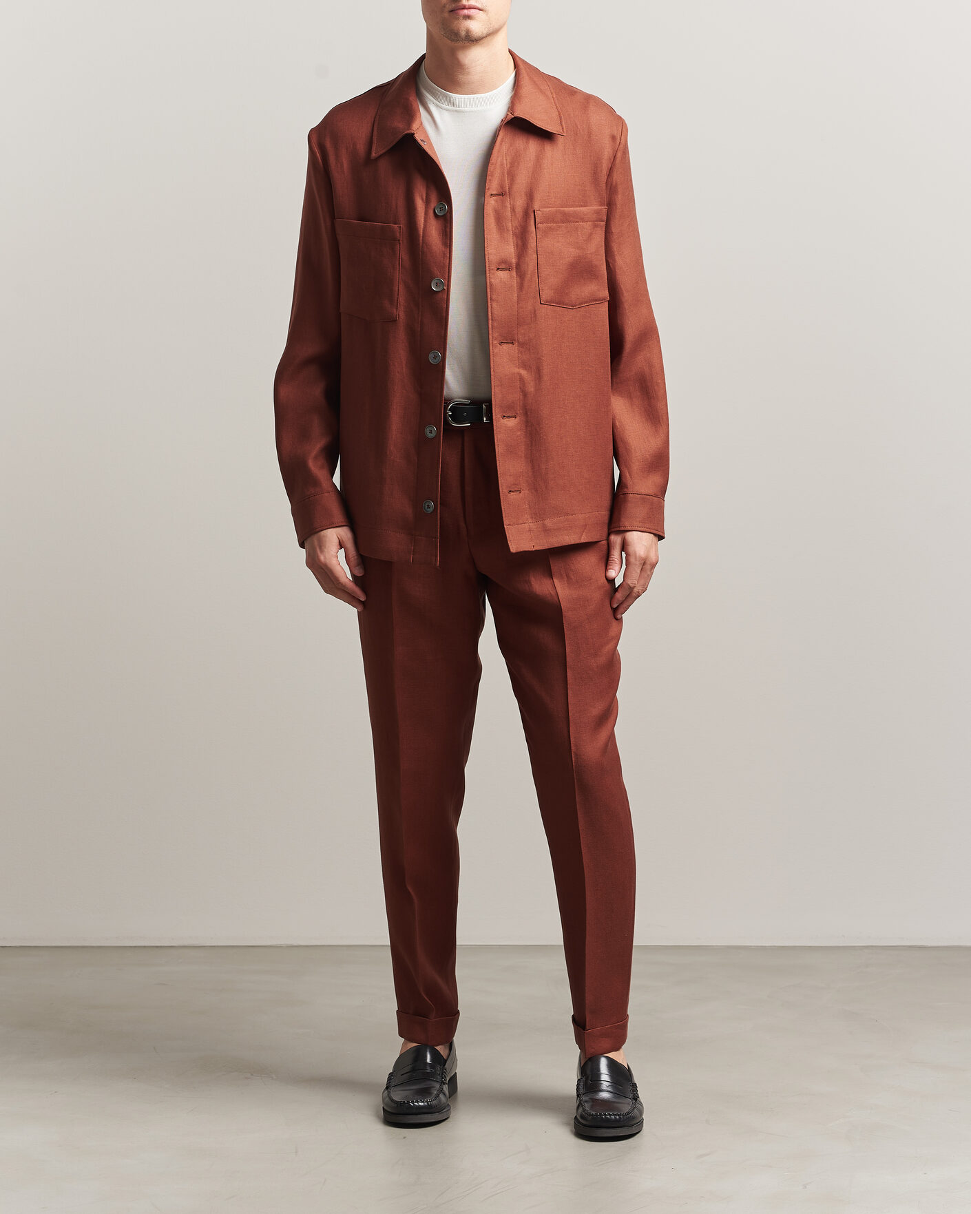 Mies | Housut | BOSS CAMEL | Peet Linen Pleated Trousers Rust