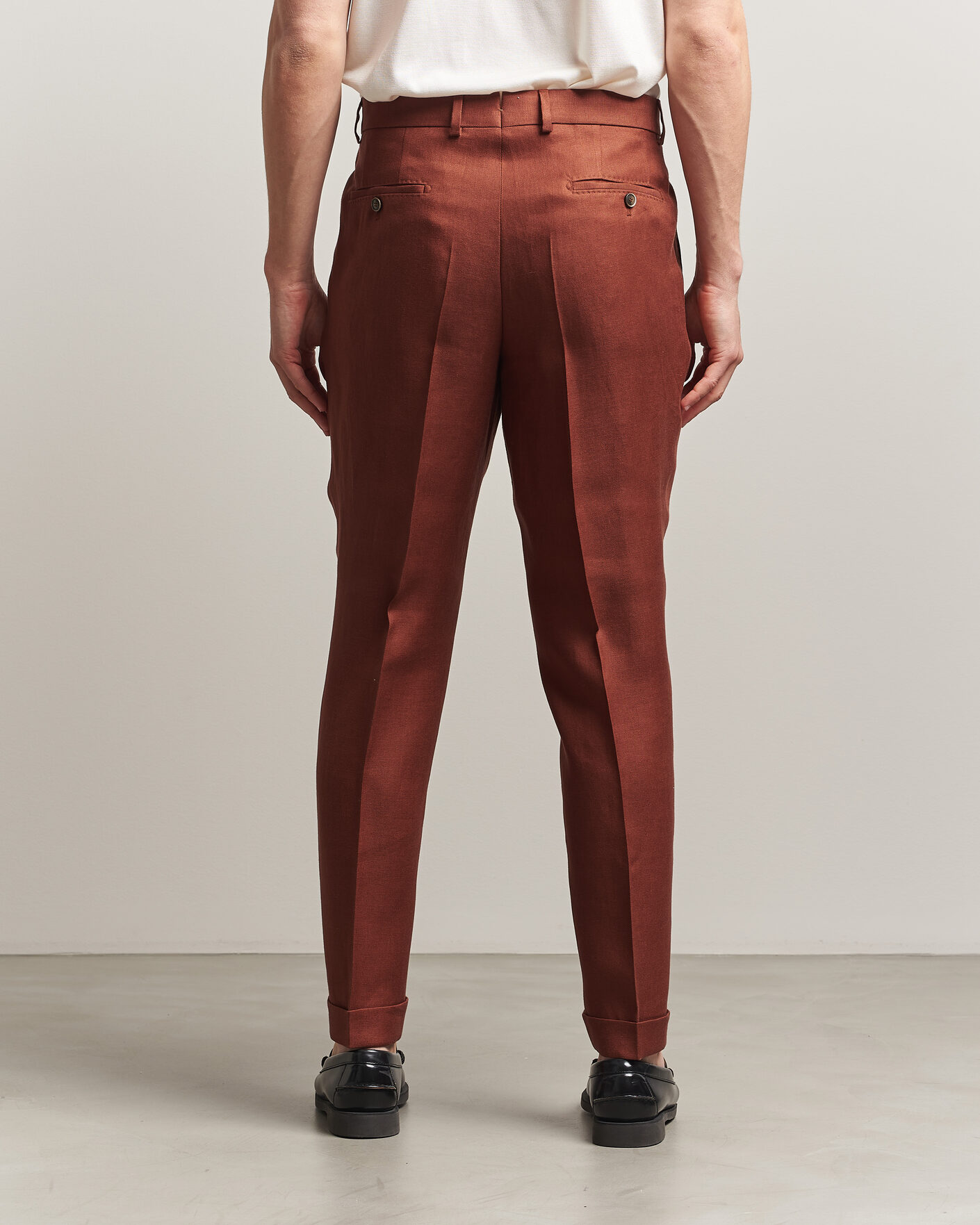 Mies | Housut | BOSS CAMEL | Peet Linen Pleated Trousers Rust