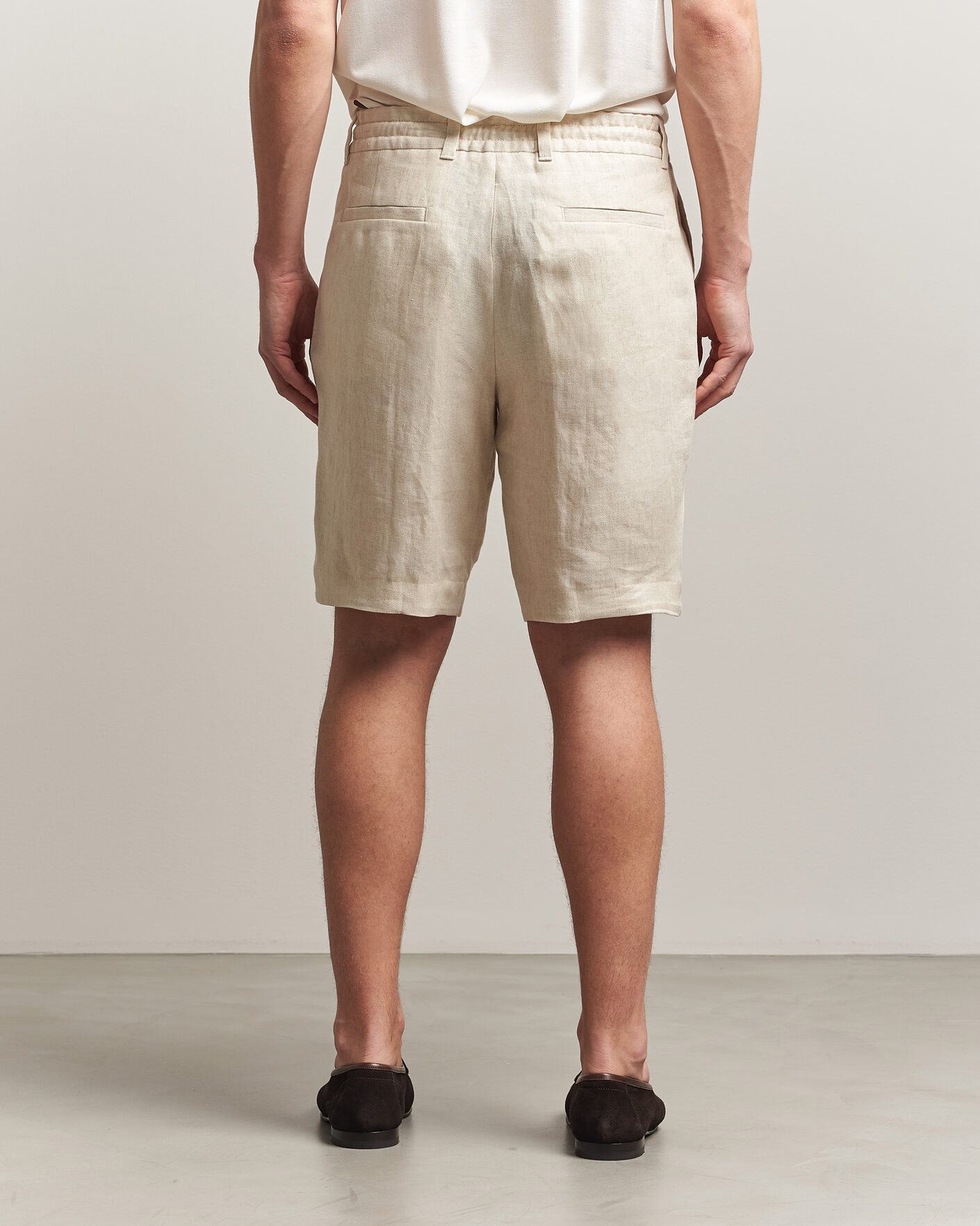 Mies | Shortsit | BOSS CAMEL | Peet Linen Drawstring Shorts Open White