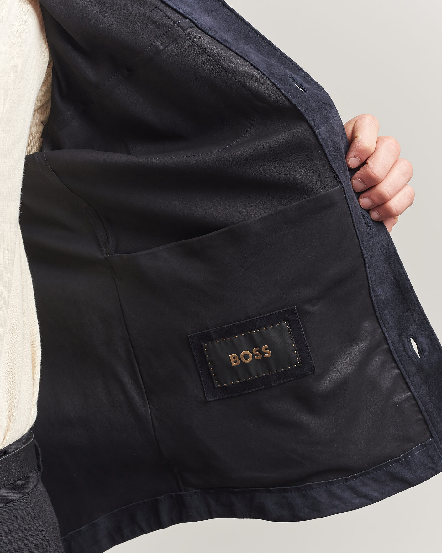 Mies | Takit | BOSS CAMEL | Mando Suede Jacket Dark Blue