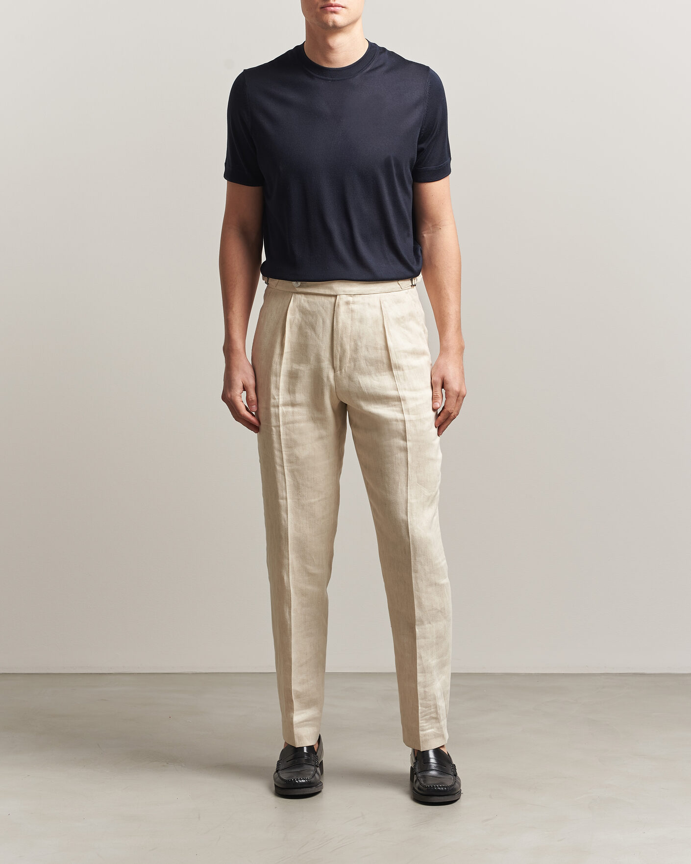 Mies | T-paidat | BOSS CAMEL | Nottano Silk Knitted T-Shirt Dark Blue