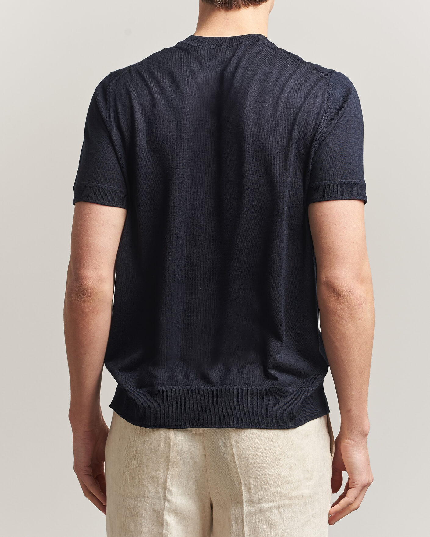 Mies | T-paidat | BOSS CAMEL | Nottano Silk Knitted T-Shirt Dark Blue