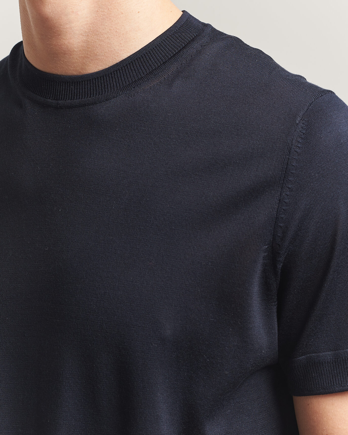 Mies | T-paidat | BOSS CAMEL | Nottano Silk Knitted T-Shirt Dark Blue