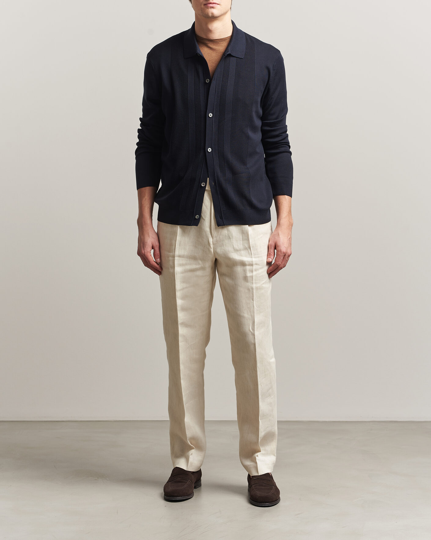 Mies | Puserot | BOSS CAMEL | Nicolo Silk Knitted Cardigan Dark Blue