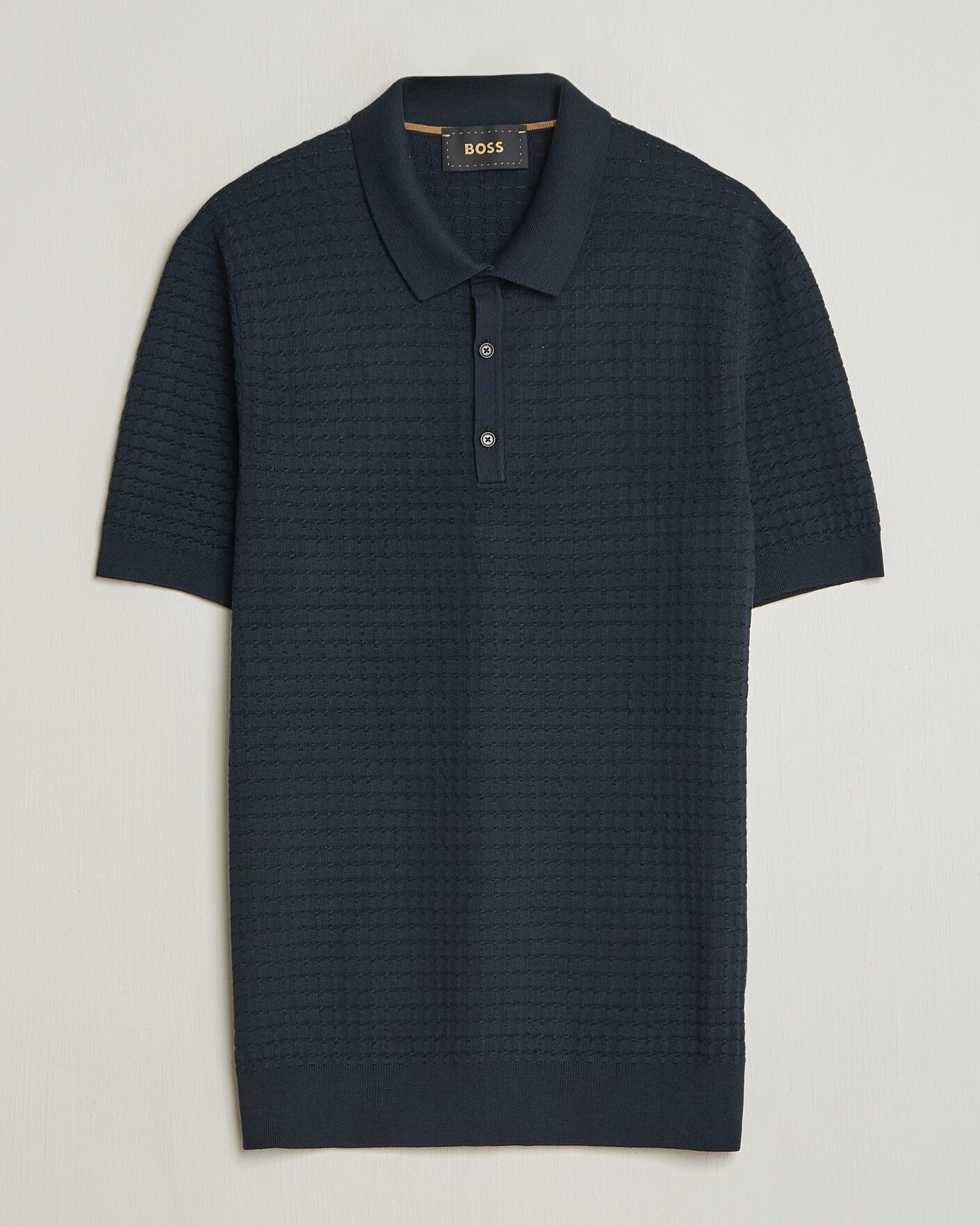 Mies | Pikeet | BOSS CAMEL | Nadalione Silk/Cotton Knitted Polo Dark Blue