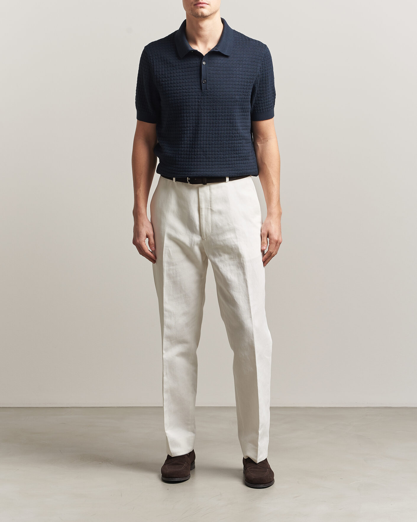 Mies | Pikeet | BOSS CAMEL | Nadalione Silk/Cotton Knitted Polo Dark Blue