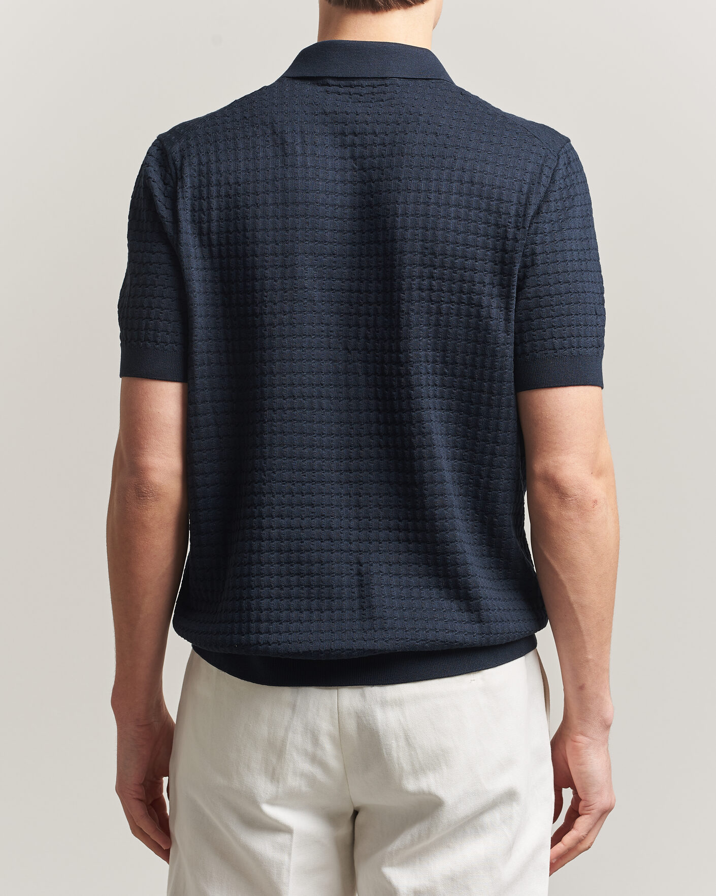 Mies | Pikeet | BOSS CAMEL | Nadalione Silk/Cotton Knitted Polo Dark Blue