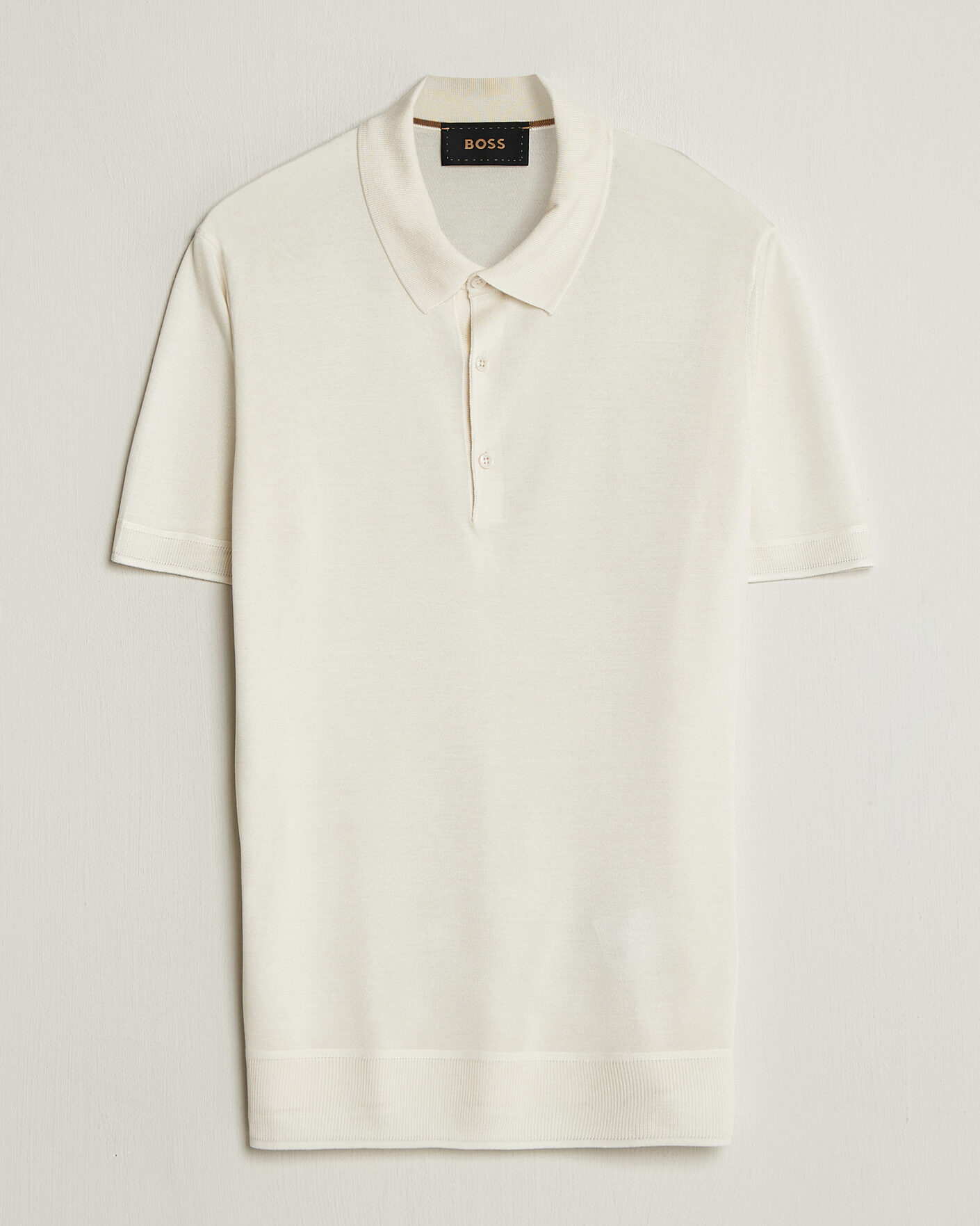 Mies | Pikeet | BOSS CAMEL | Novo Silk Knitted Polo Open White