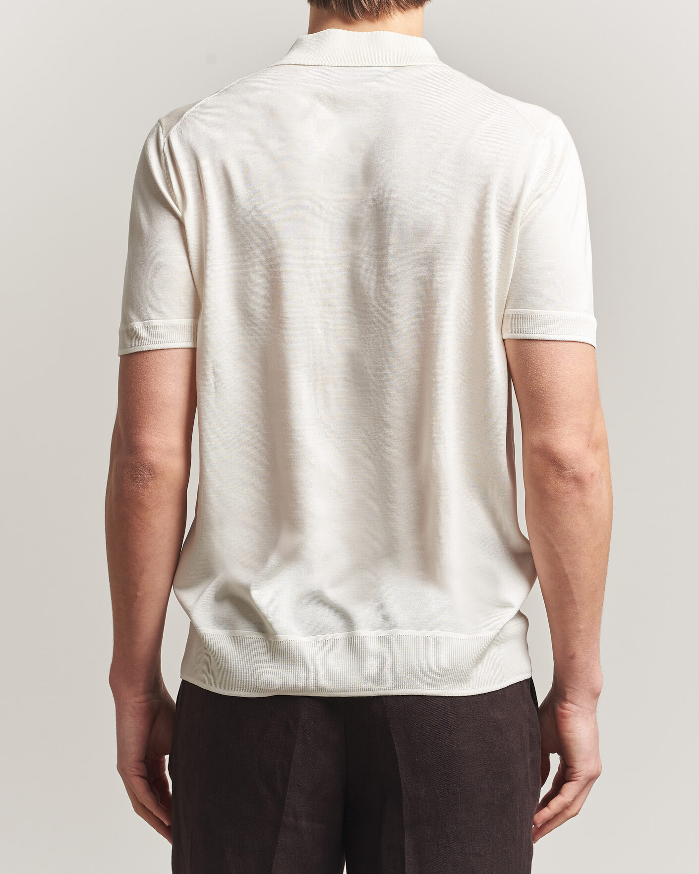 Mies | Pikeet | BOSS CAMEL | Novo Silk Knitted Polo Open White