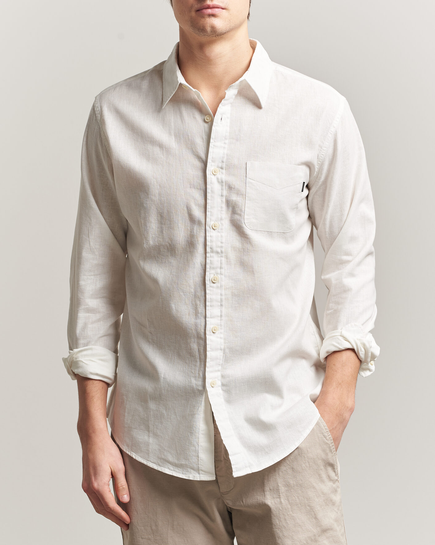Mies | Kauluspaidat | Dockers | Slim Linen/Cotton Shirt Undyed