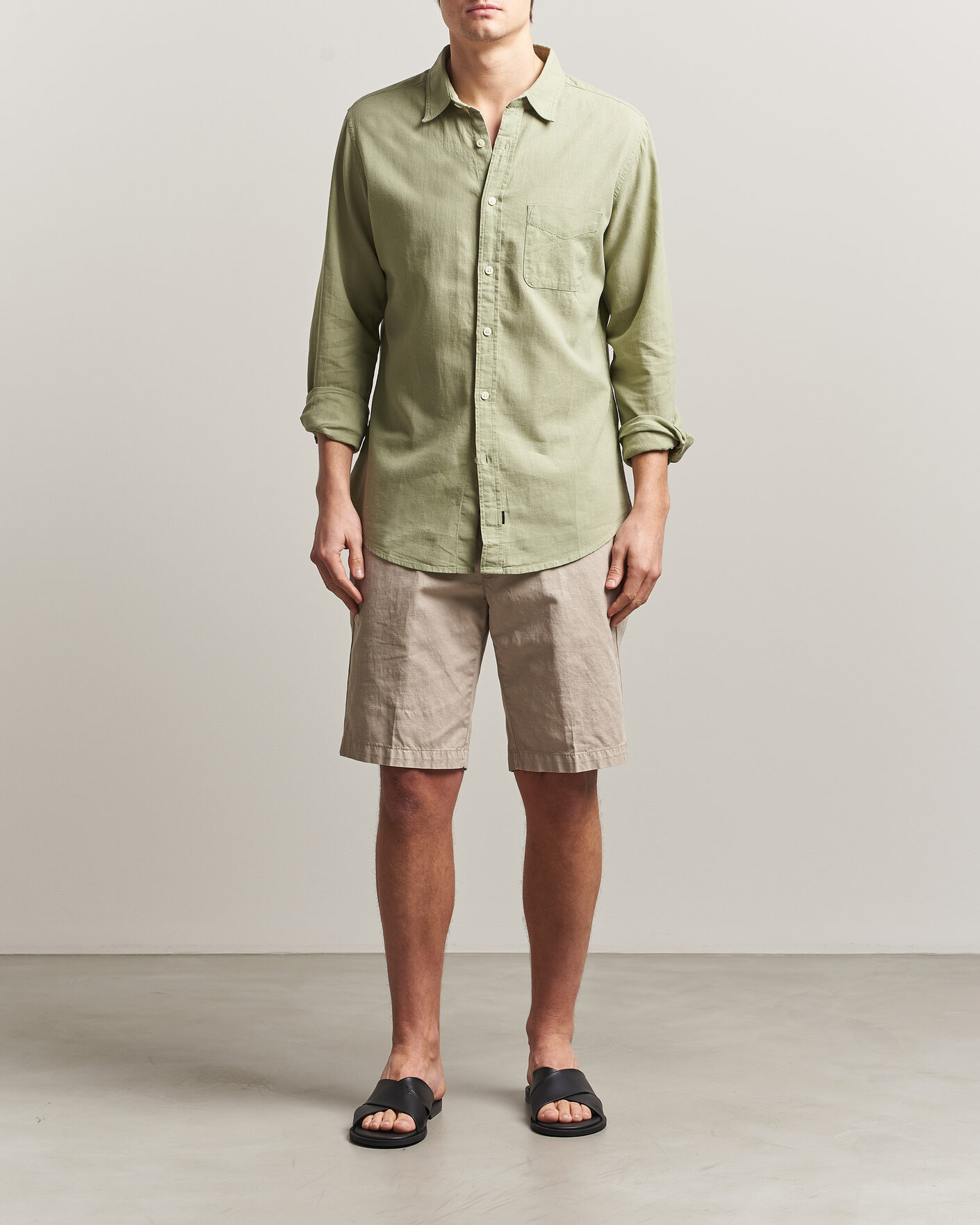 Mies | Kauluspaidat | Dockers | Slim Linen/Cotton Shirt Tea