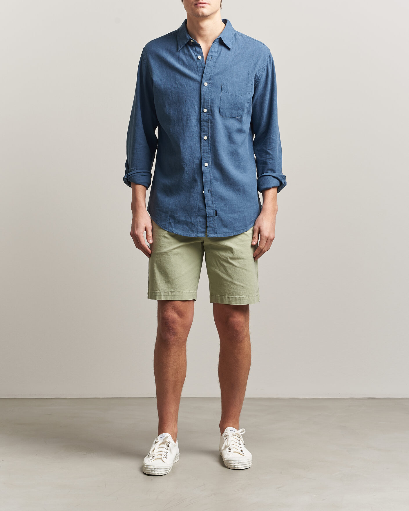 Mies | Kauluspaidat | Dockers | Slim Linen/Cotton Shirt Bering Sea