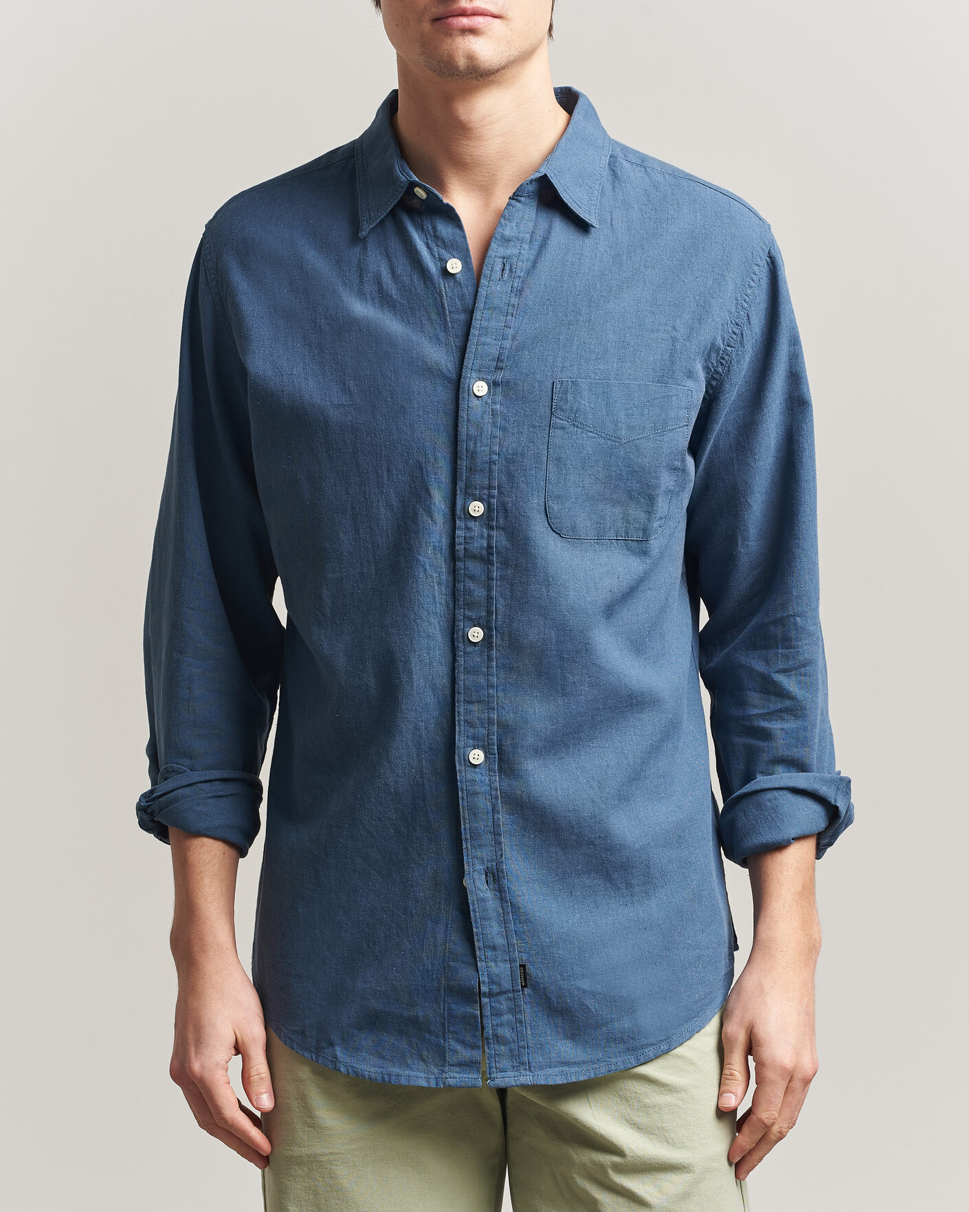 Mies | Kauluspaidat | Dockers | Slim Linen/Cotton Shirt Bering Sea