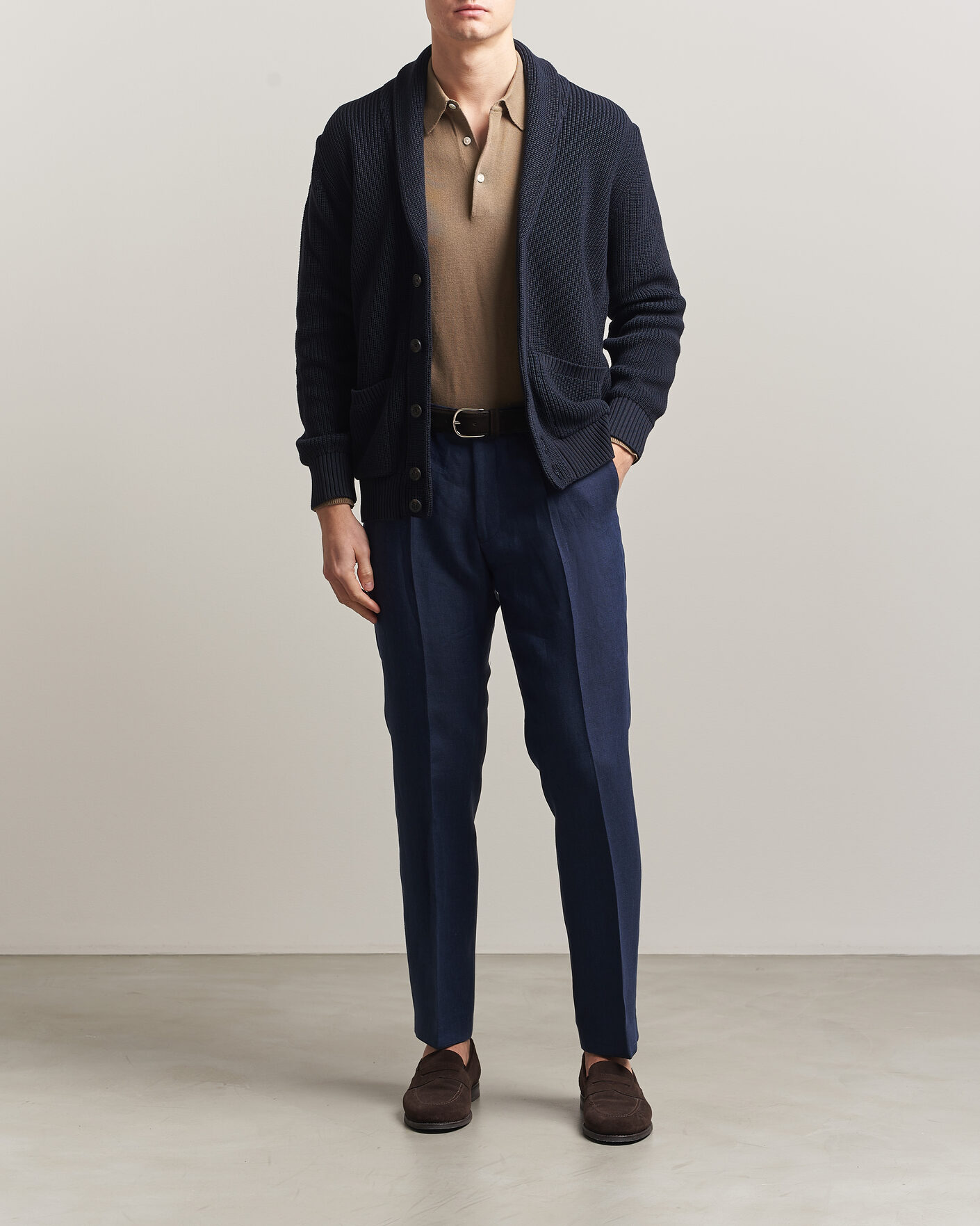 Mies | Housut | Oscar Jacobson | Dandy Linen Trousers Navy