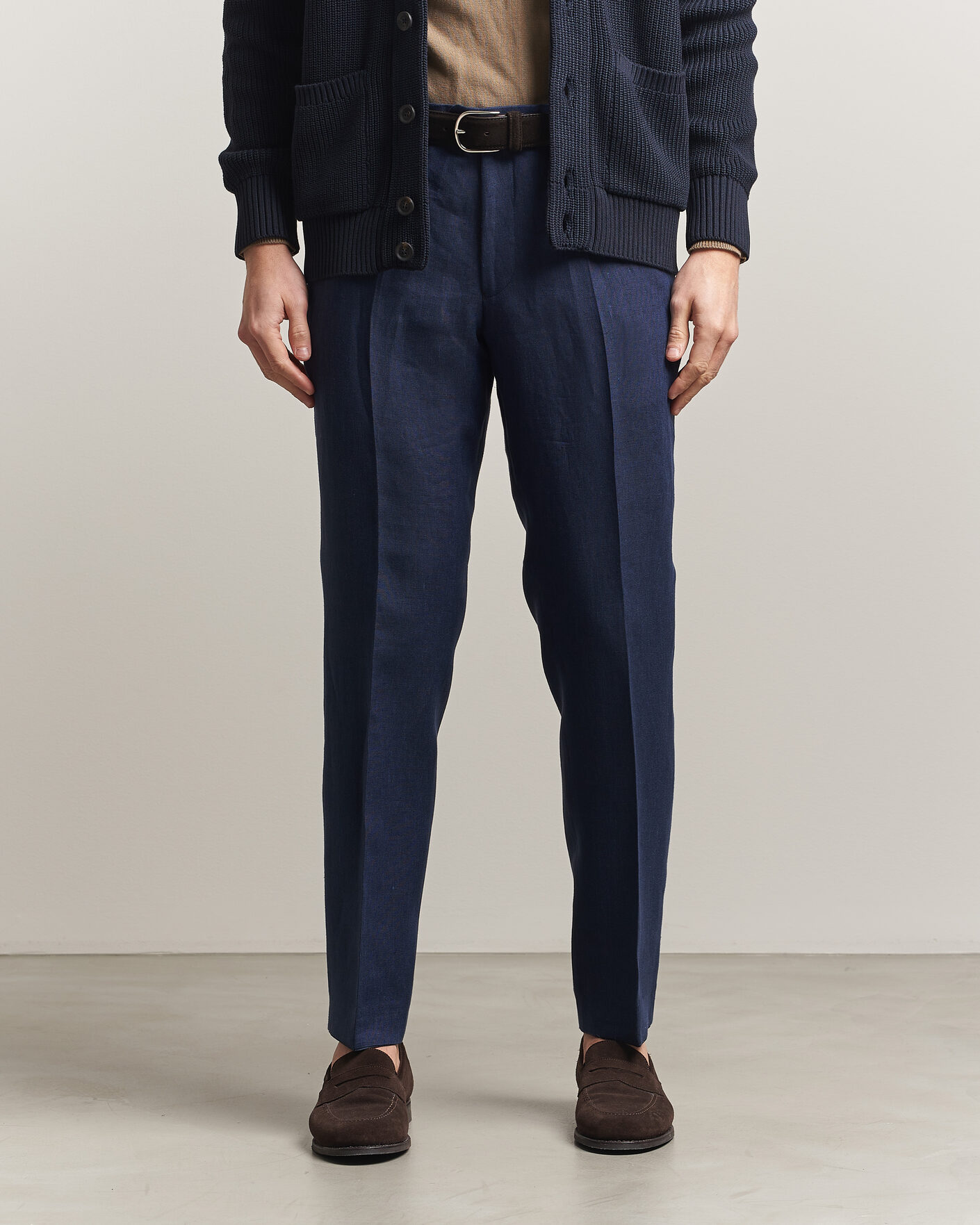Mies | Housut | Oscar Jacobson | Dandy Linen Trousers Navy