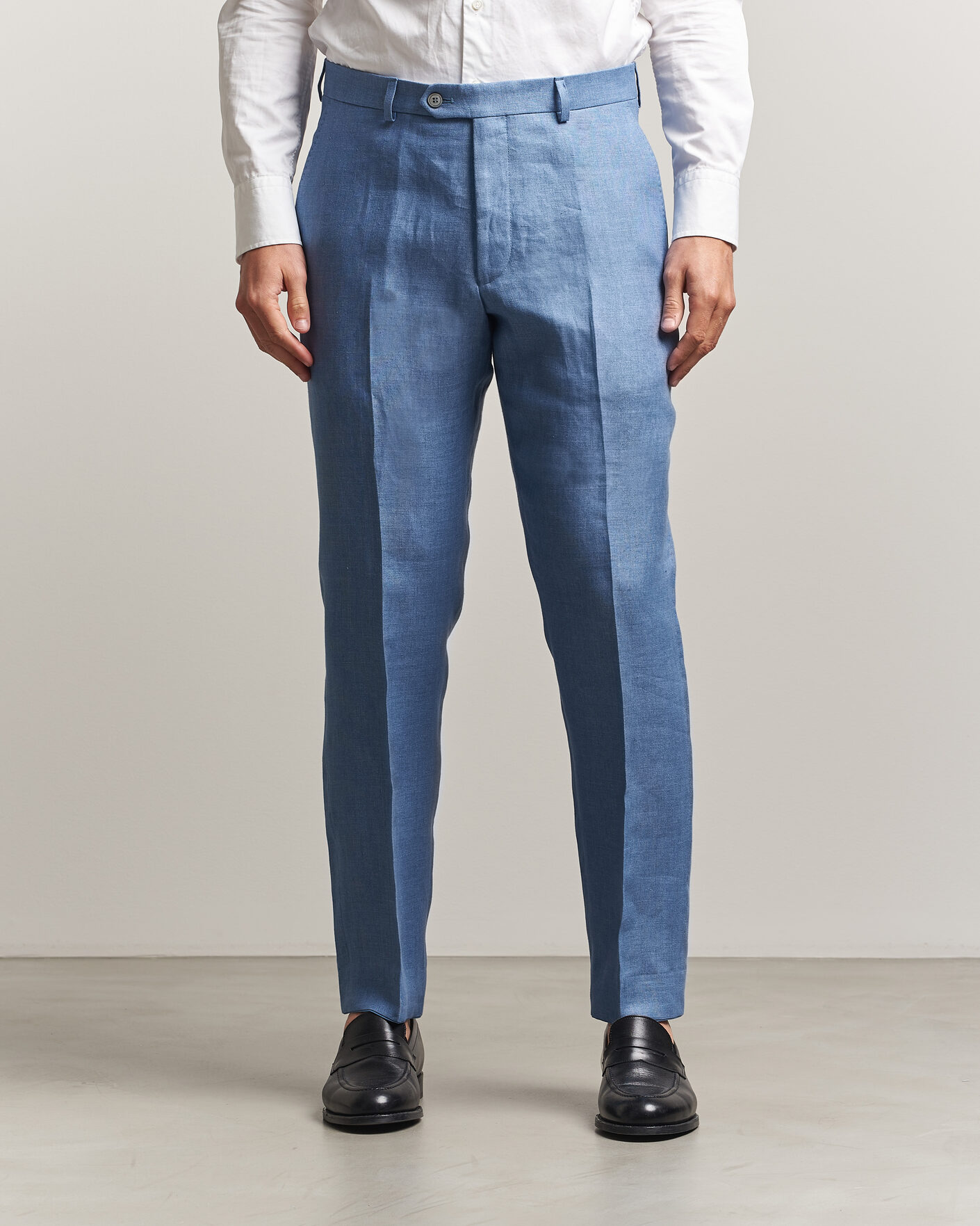 Mies | Housut | Oscar Jacobson | Dandy Linen Trousers Light Blue