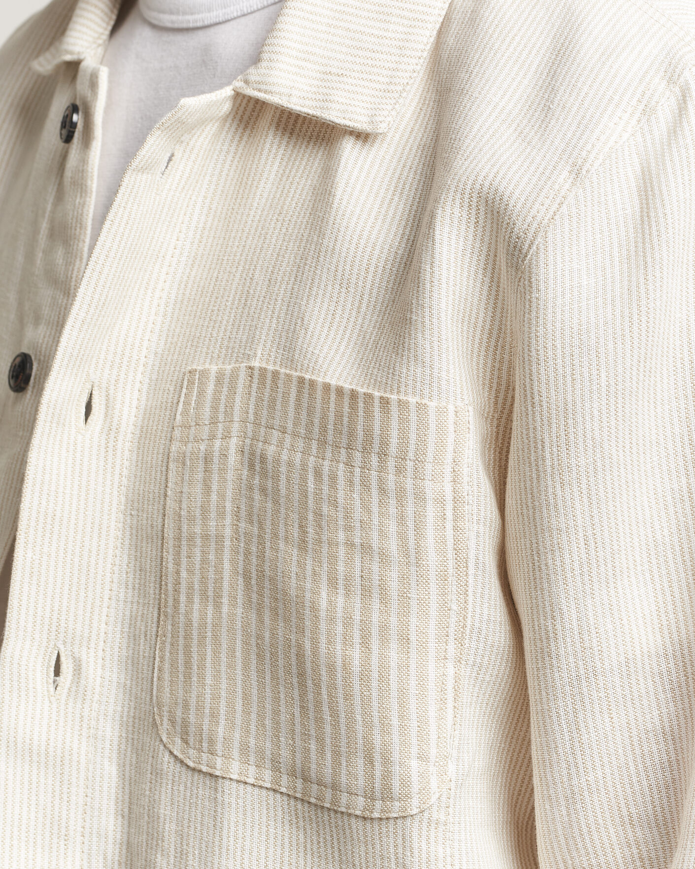 Mies | Kauluspaidat | Peregrine | Windsor Linen Shacket Beige Stripe