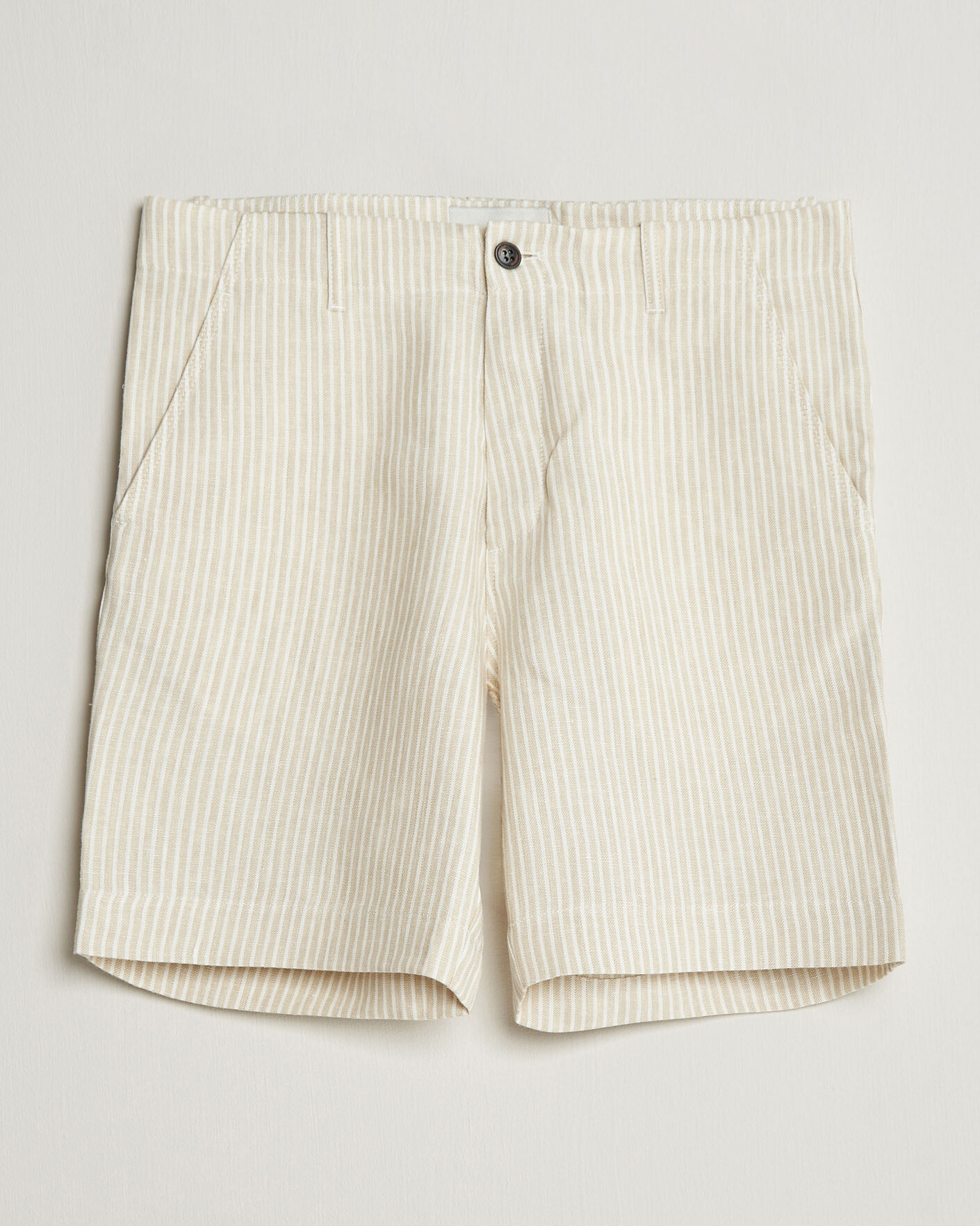 Mies | Kauluspaidat | Peregrine | Windsor Linen Shorts Beige Stripe