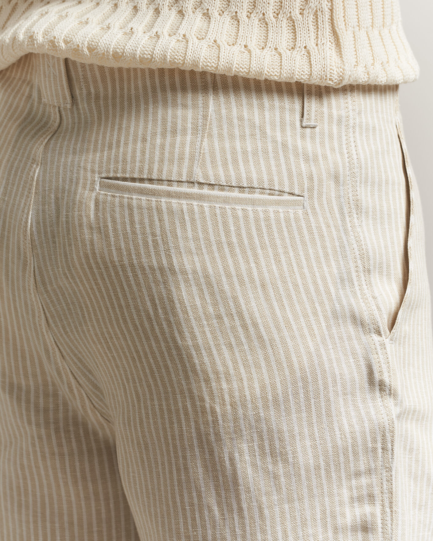 Mies | Kauluspaidat | Peregrine | Windsor Linen Shorts Beige Stripe