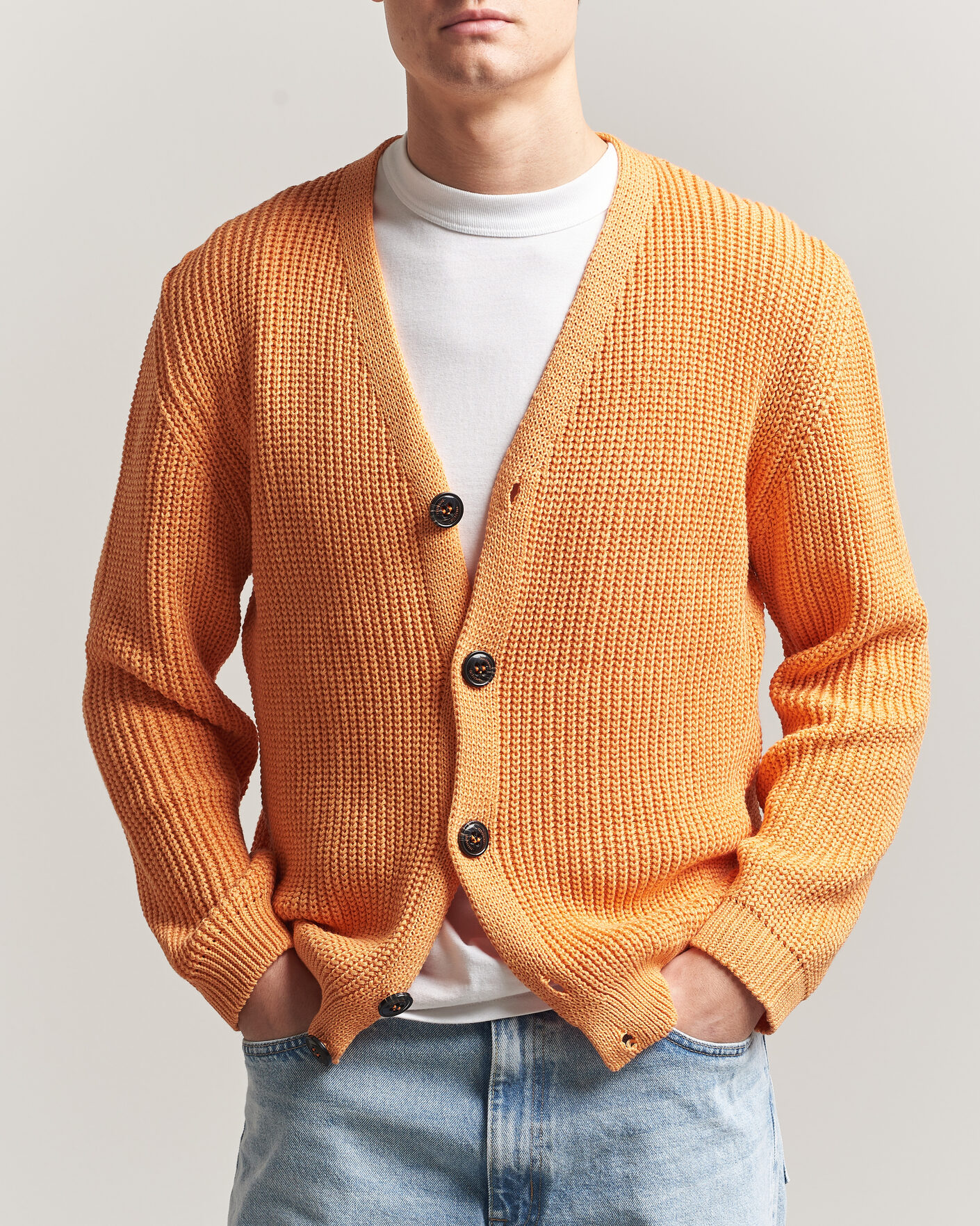 Mies | Puserot | Peregrine | River Cotton Cardigan Apricot