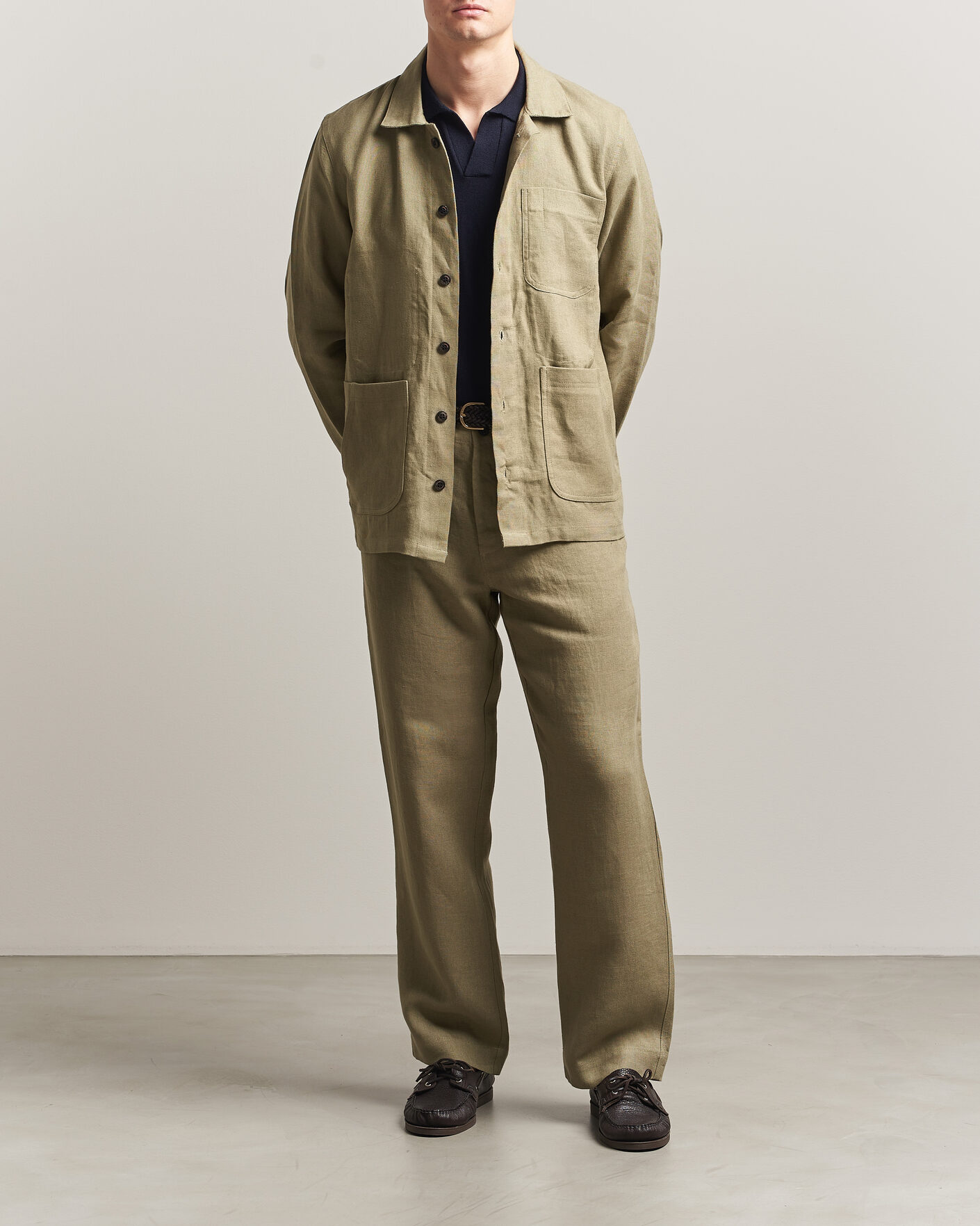 Mies | Housut | Peregrine | Windsor Linen Trousers Sage