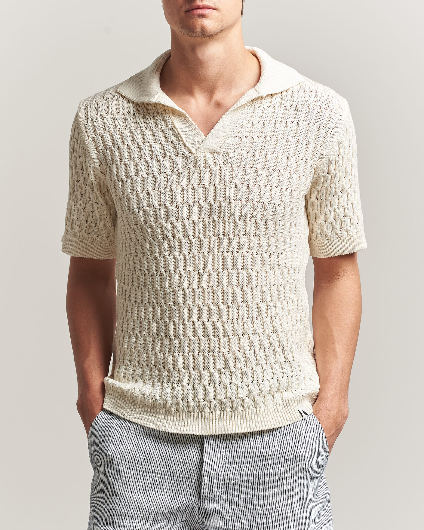 Mies | Pikeet | Peregrine | Cove Knitted Cotton Polo Shirt White