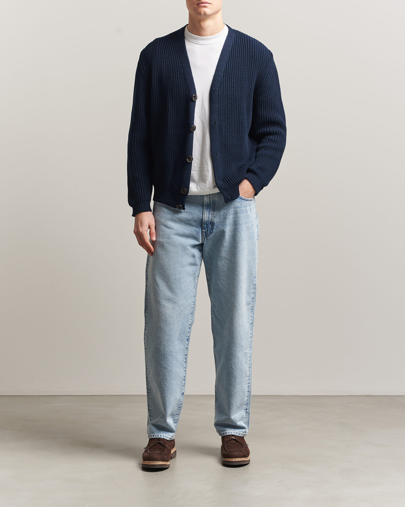 Mies | Puserot | Peregrine | River Cotton Cardigan Navy