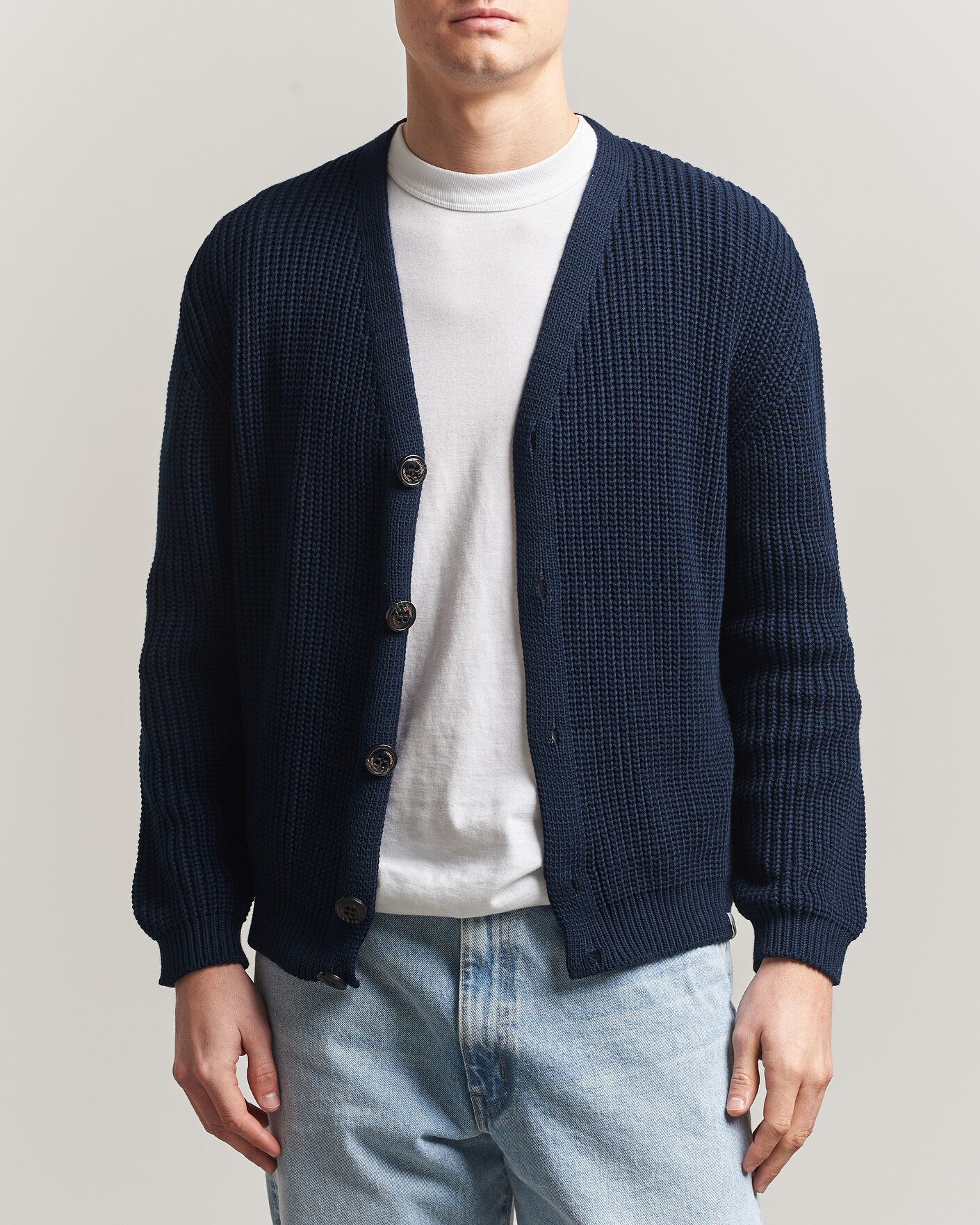 Mies | Puserot | Peregrine | River Cotton Cardigan Navy