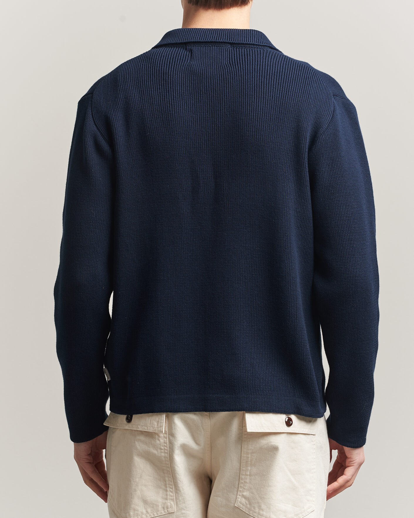 Mies | Puserot | Peregrine | River Knitted Cotton Schacket Navy