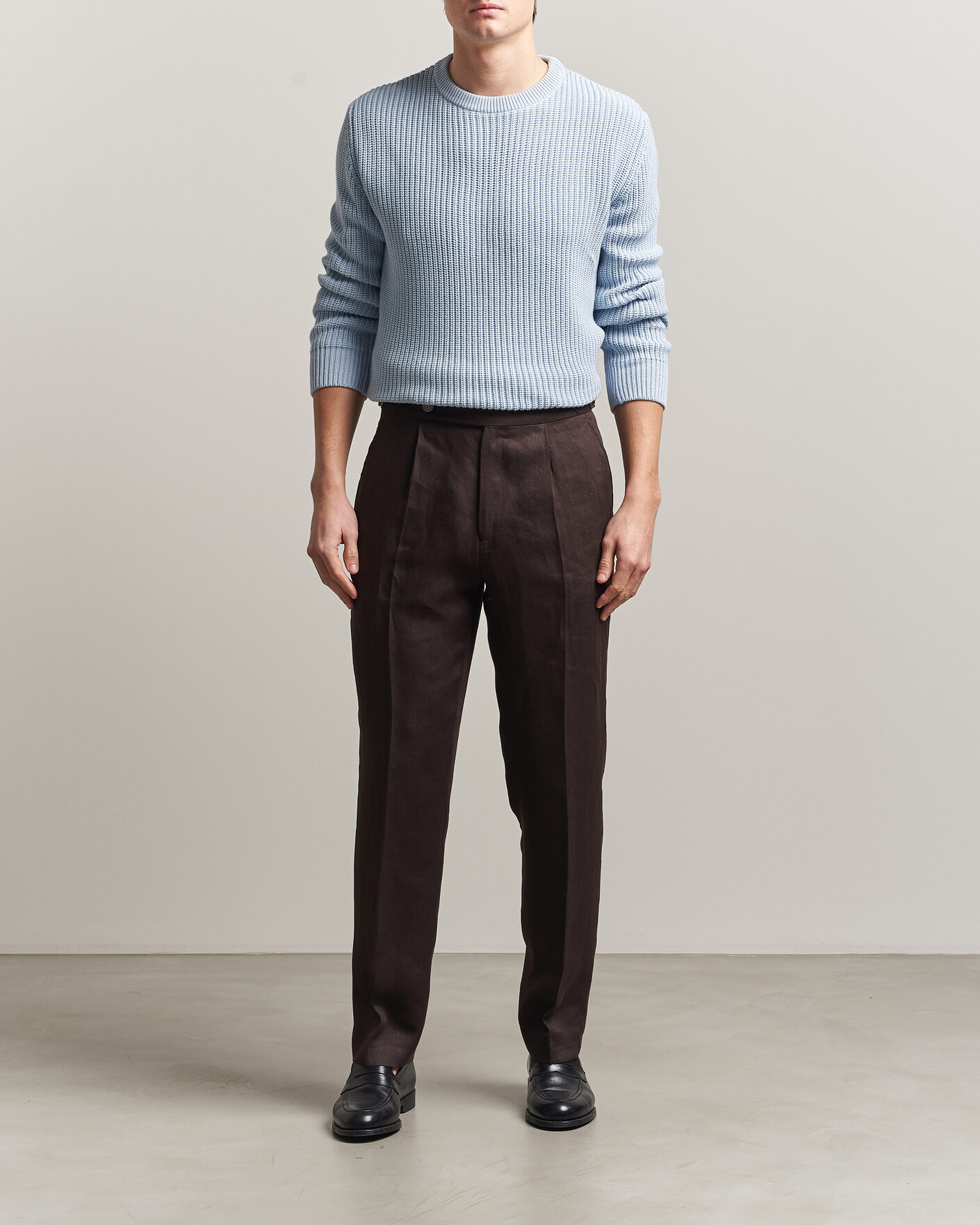 Mies | Puserot | Morgano | Supersoft Egyptian Cotton Fisher Man Crew Light Blue
