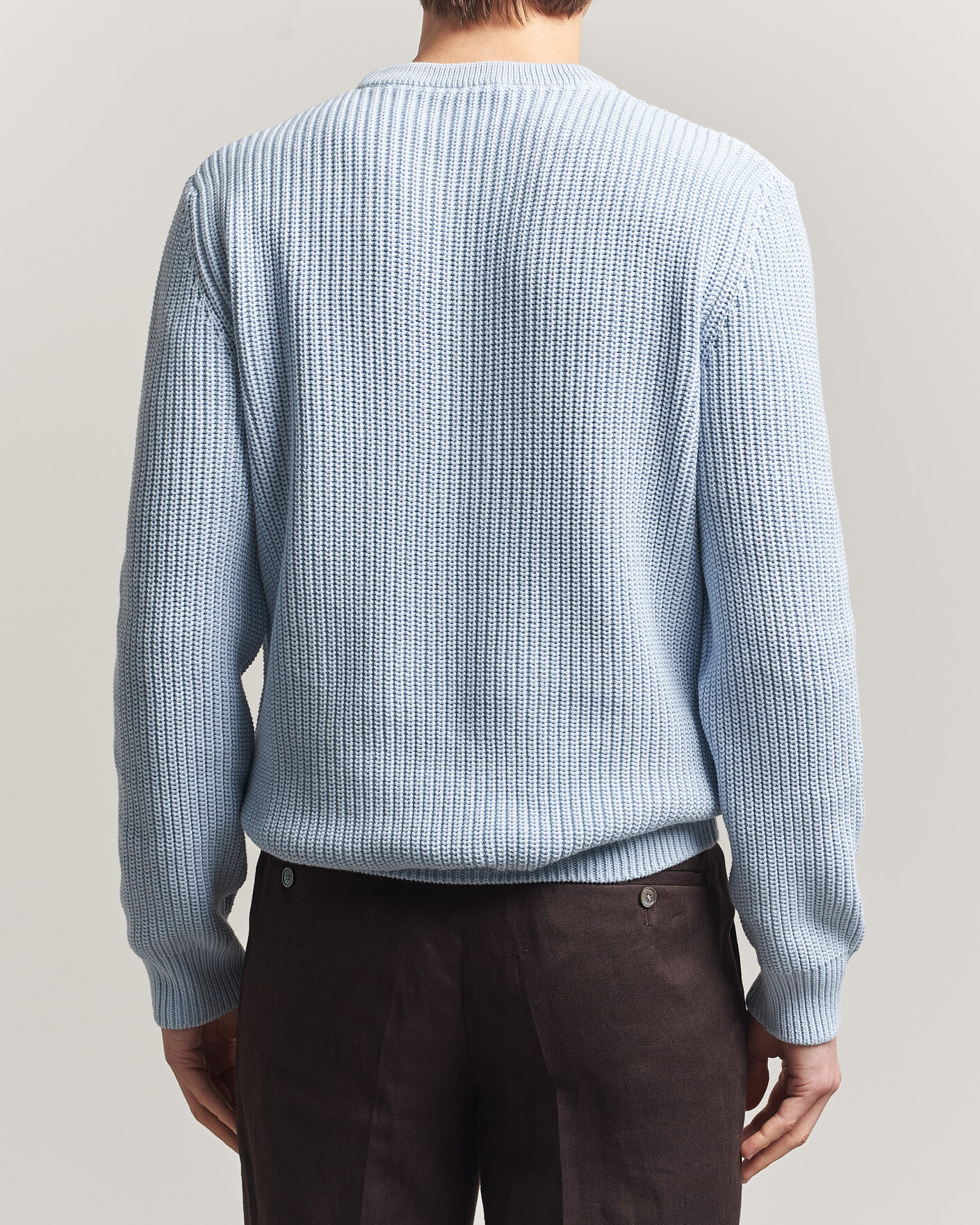 Mies | Puserot | Morgano | Supersoft Egyptian Cotton Fisher Man Crew Light Blue