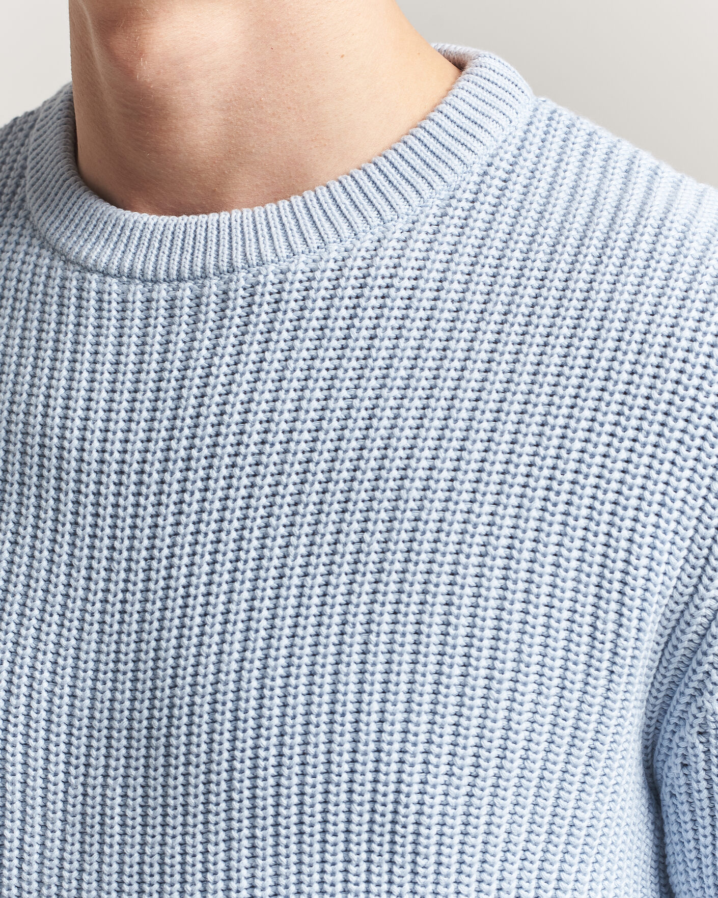 Mies | Puserot | Morgano | Supersoft Egyptian Cotton Fisher Man Crew Light Blue