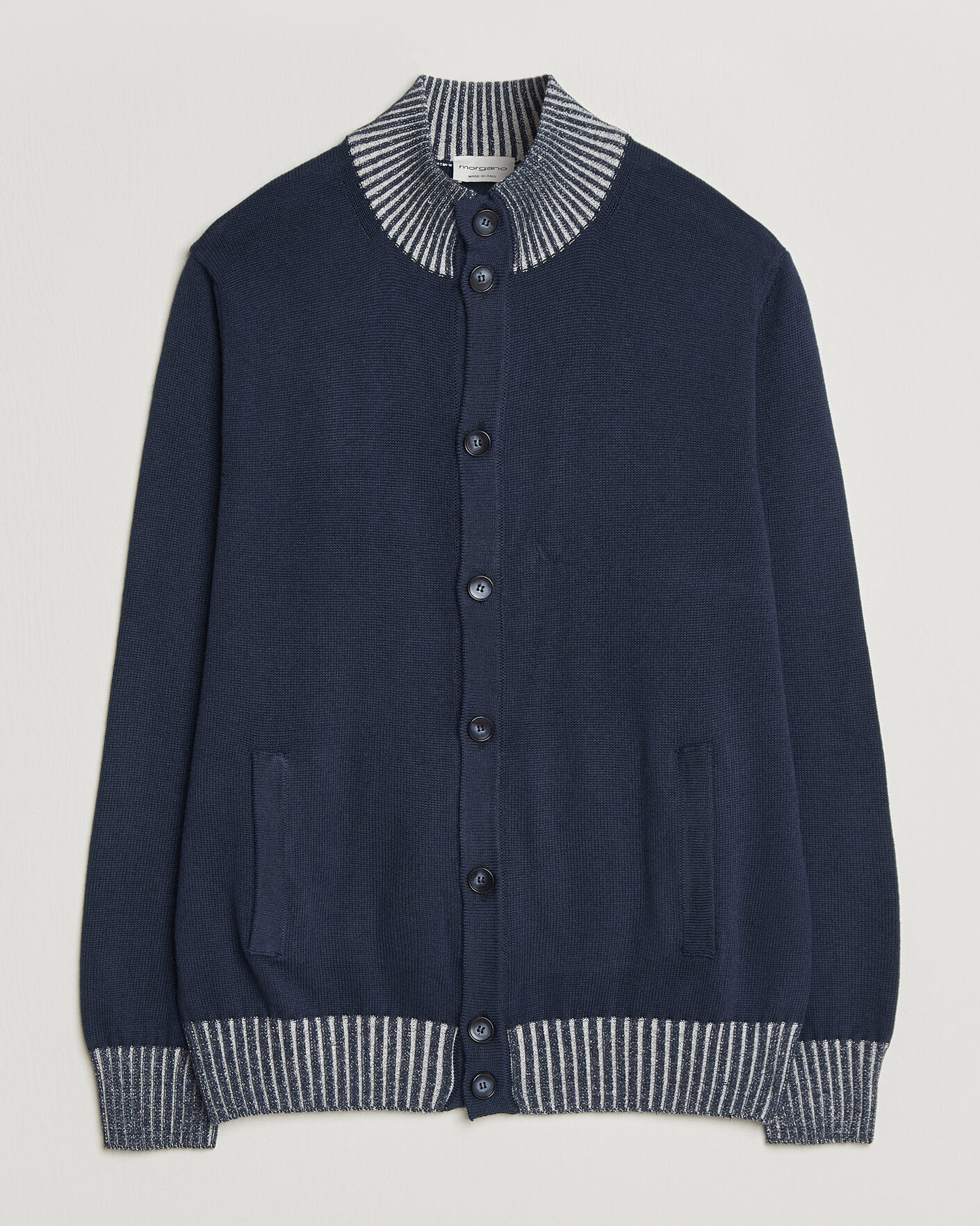 Mies | Puserot | Morgano | Cotton/Cashmere Knitted Cardigan Navy