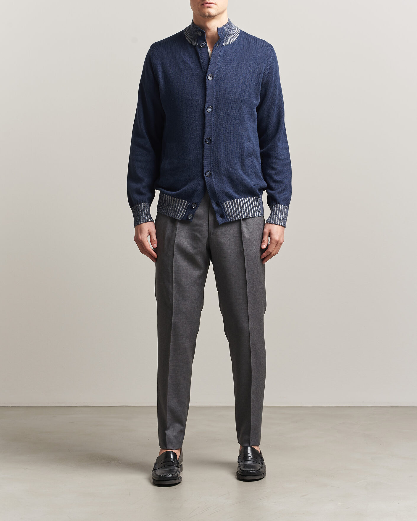 Mies | Puserot | Morgano | Cotton/Cashmere Knitted Cardigan Navy