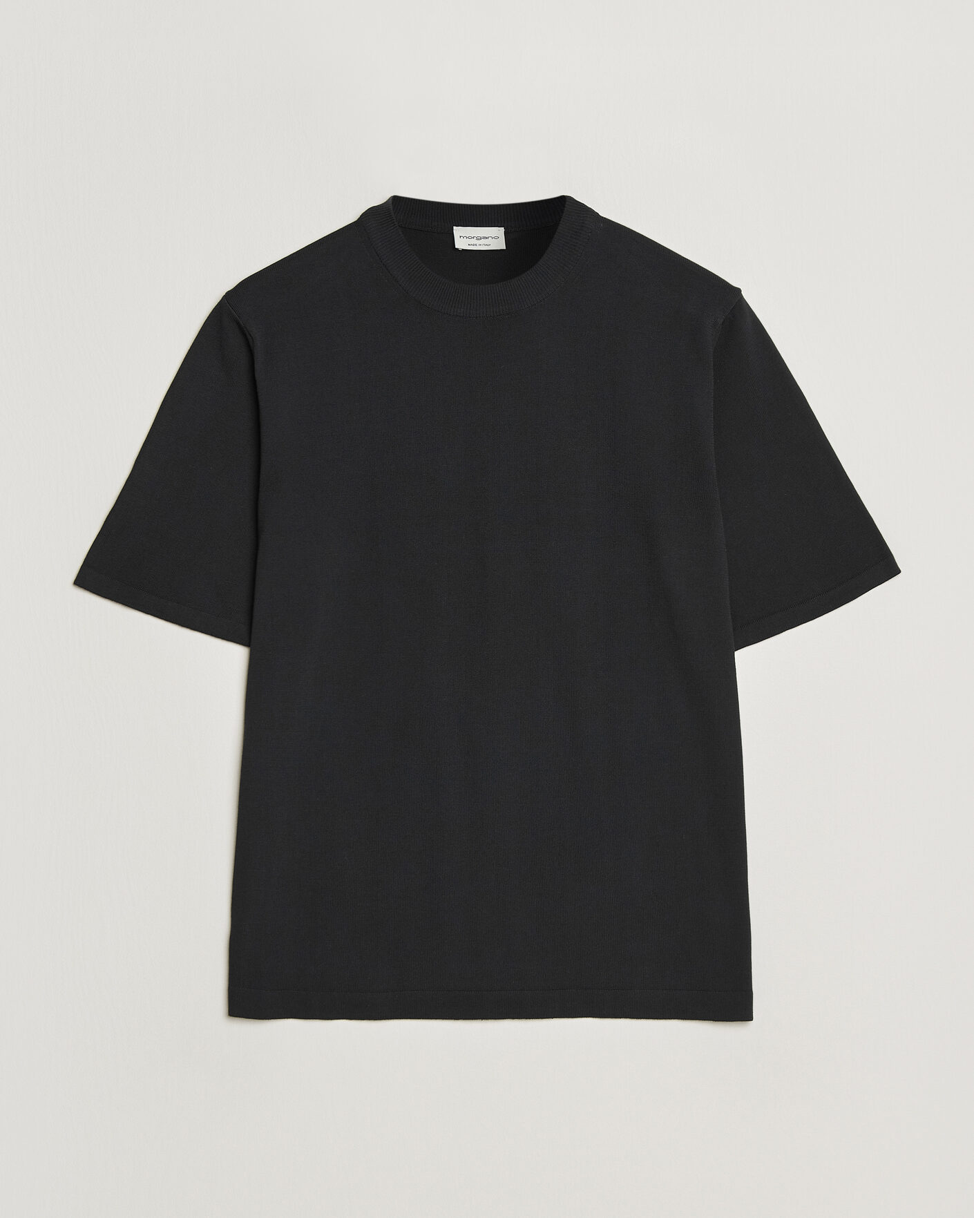 Mies | T-paidat | Morgano | Knitted Cotton Crepe T-Shirt Black