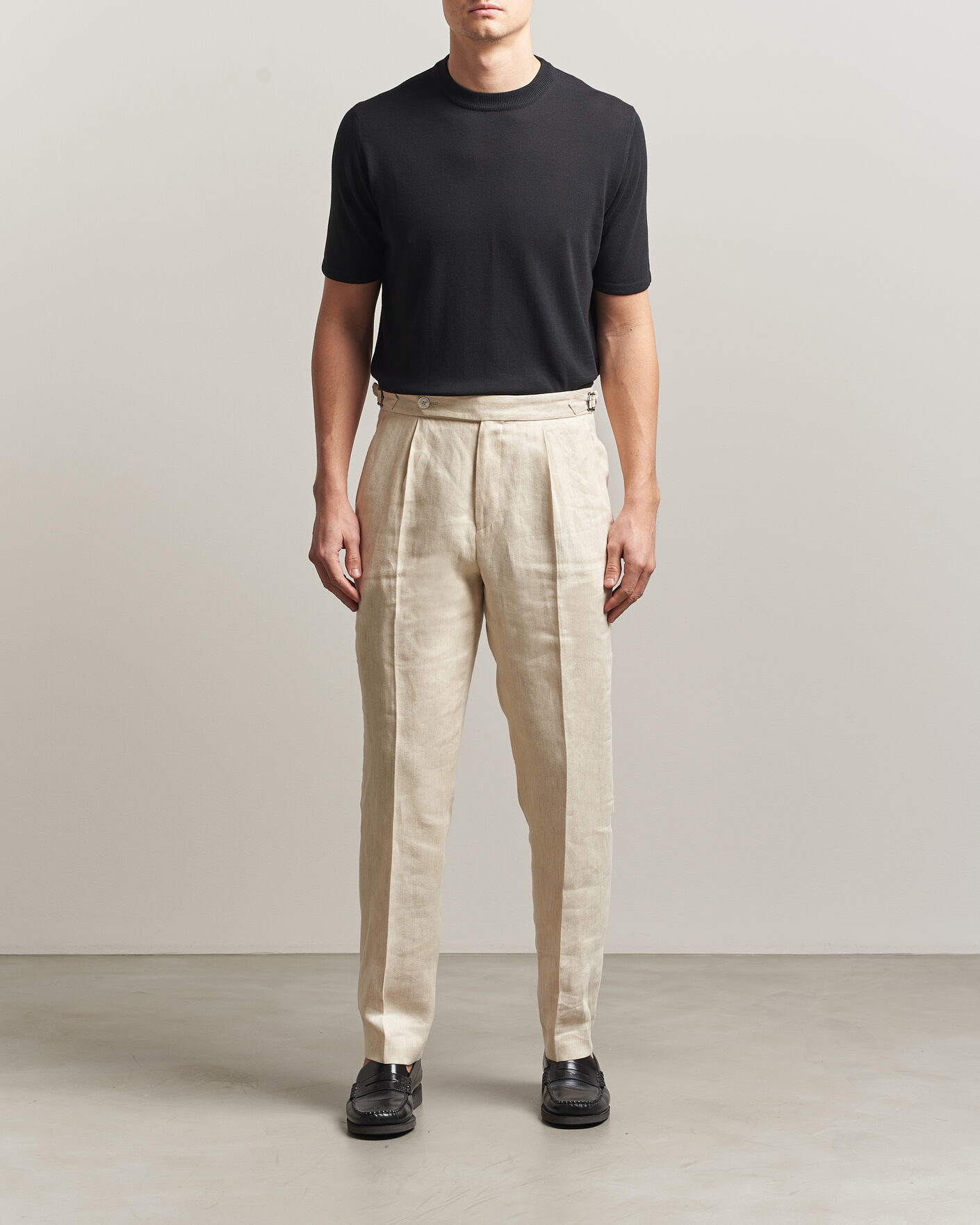Mies | T-paidat | Morgano | Knitted Cotton Crepe T-Shirt Black