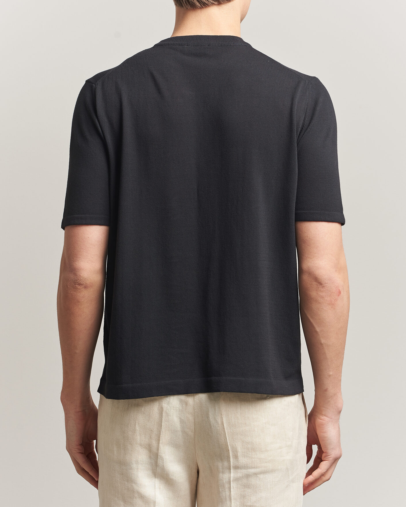 Mies | T-paidat | Morgano | Knitted Cotton Crepe T-Shirt Black