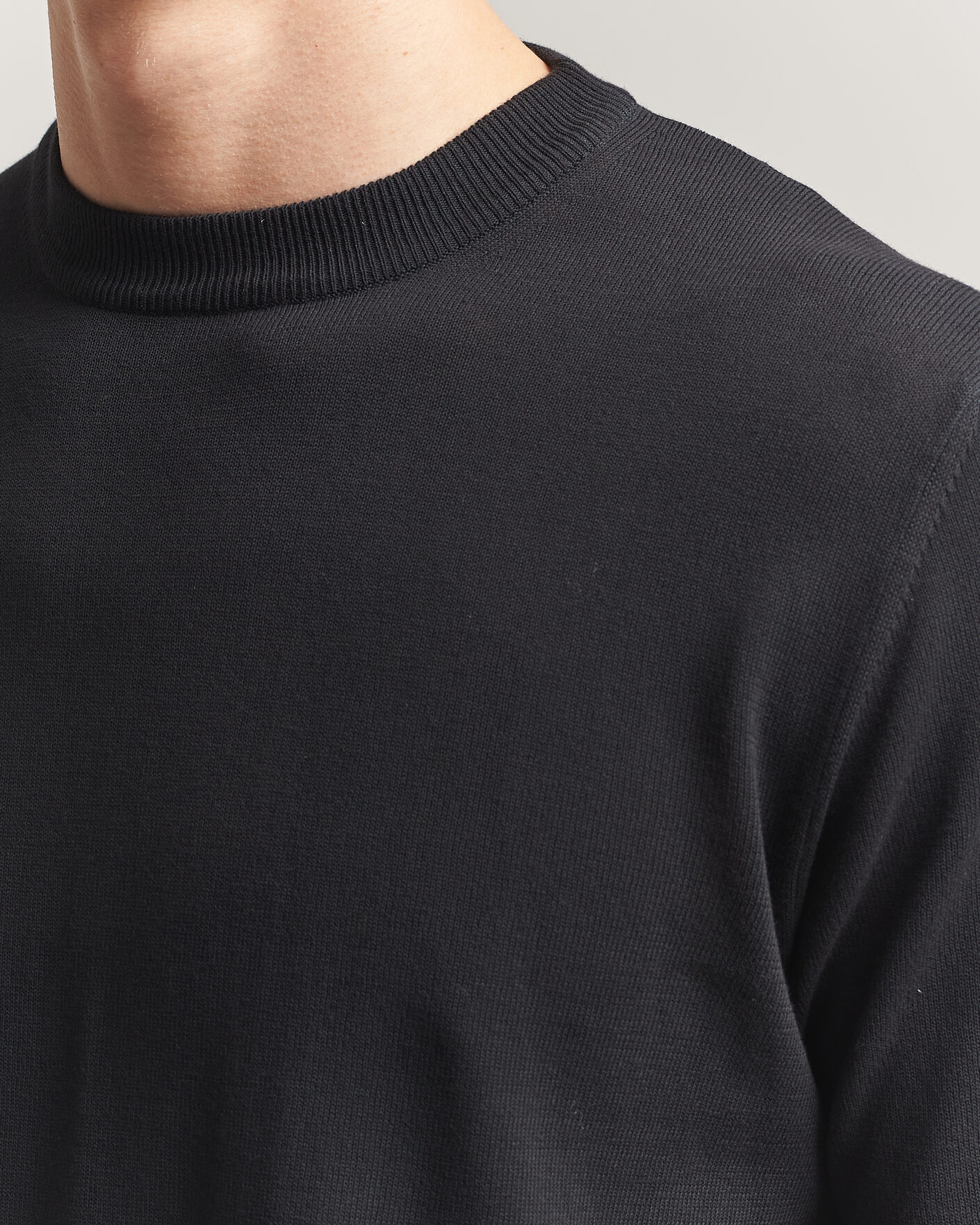 Mies | T-paidat | Morgano | Knitted Cotton Crepe T-Shirt Black