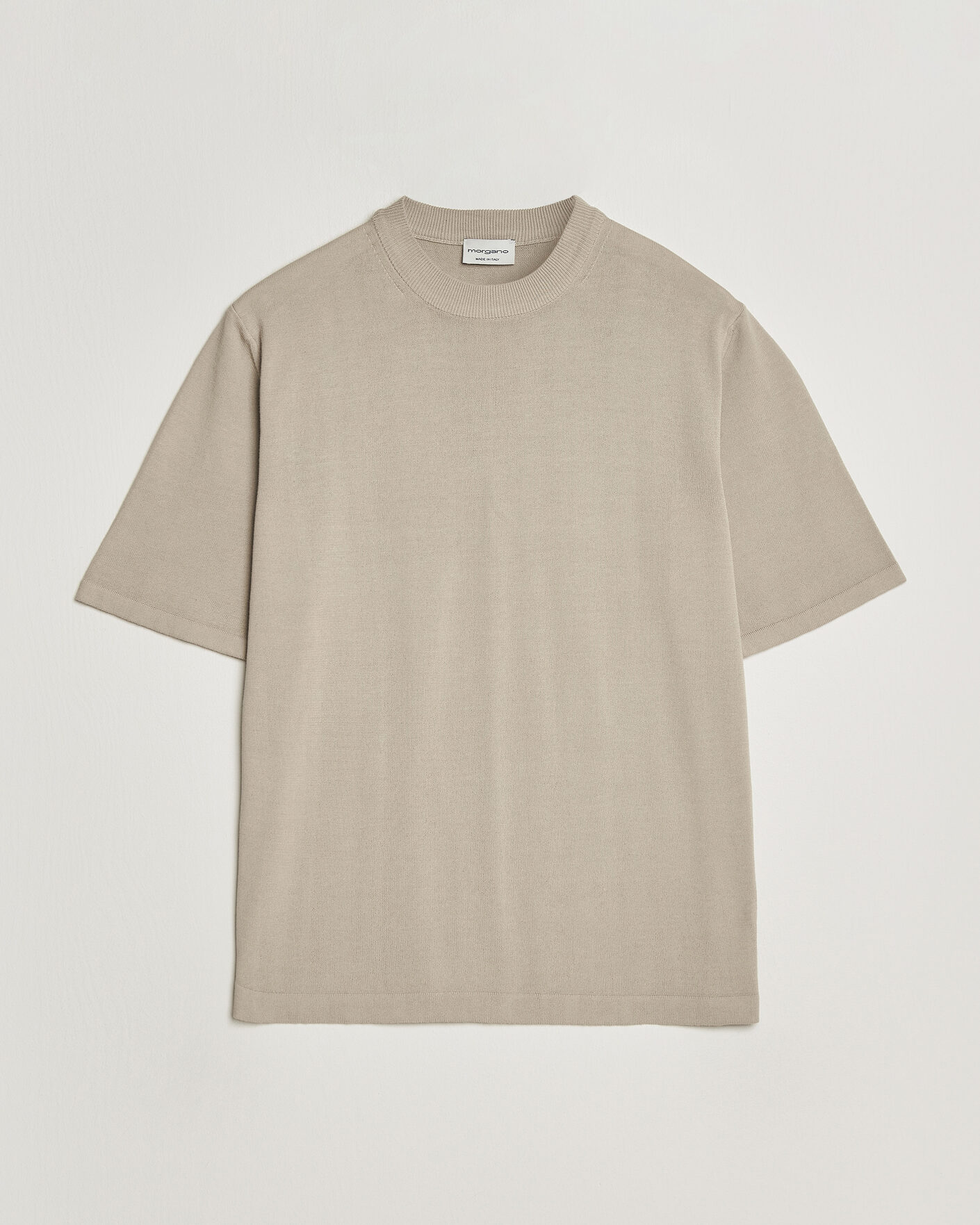 Mies | T-paidat | Morgano | Knitted Cotton Crepe T-Shirt Beige