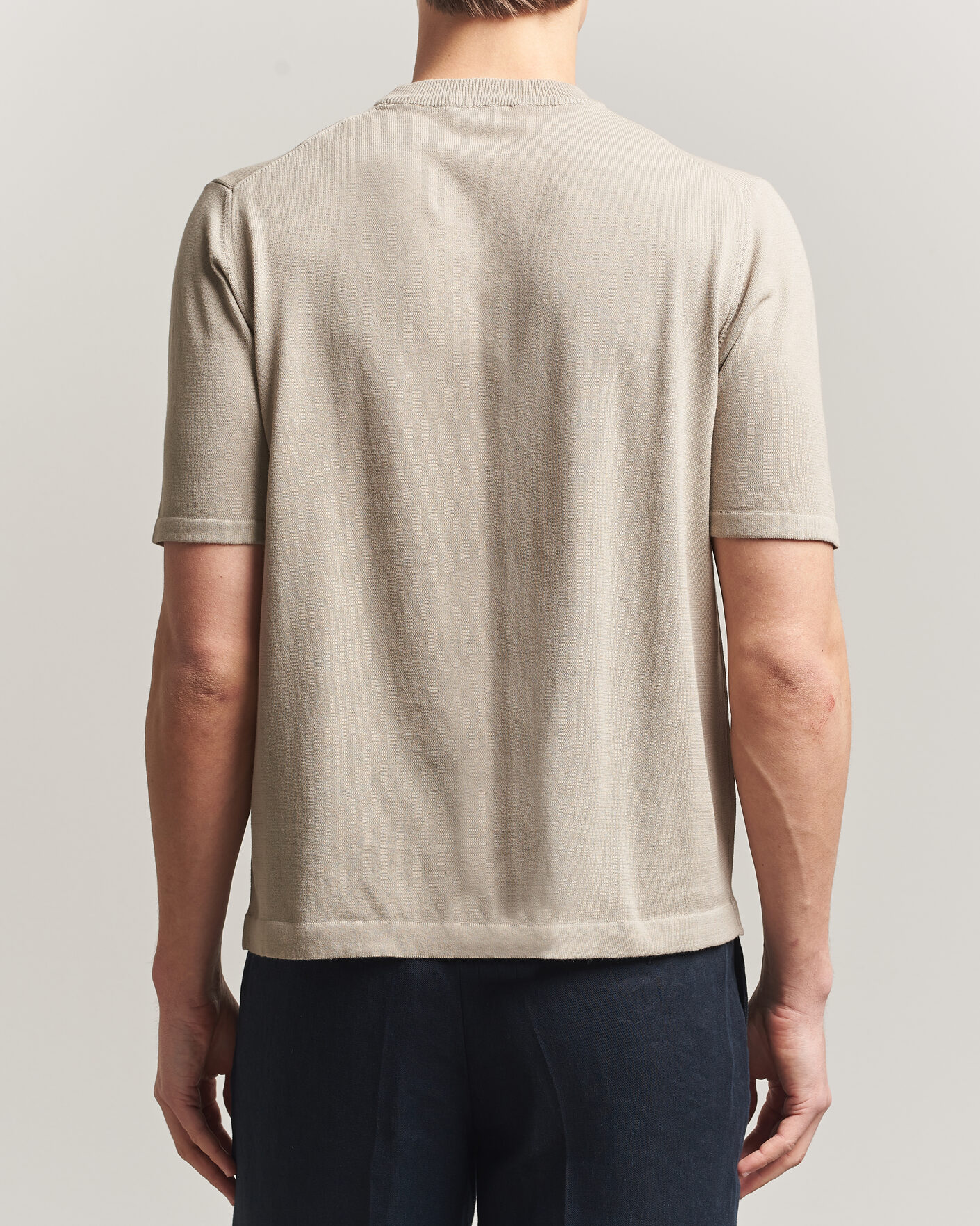 Mies | T-paidat | Morgano | Knitted Cotton Crepe T-Shirt Beige