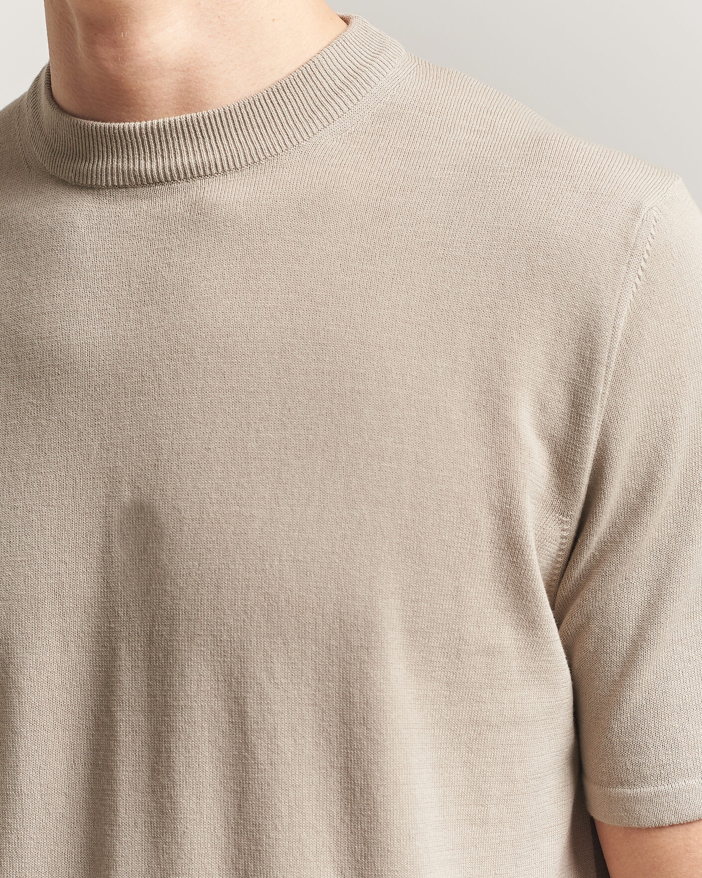 Mies | T-paidat | Morgano | Knitted Cotton Crepe T-Shirt Beige