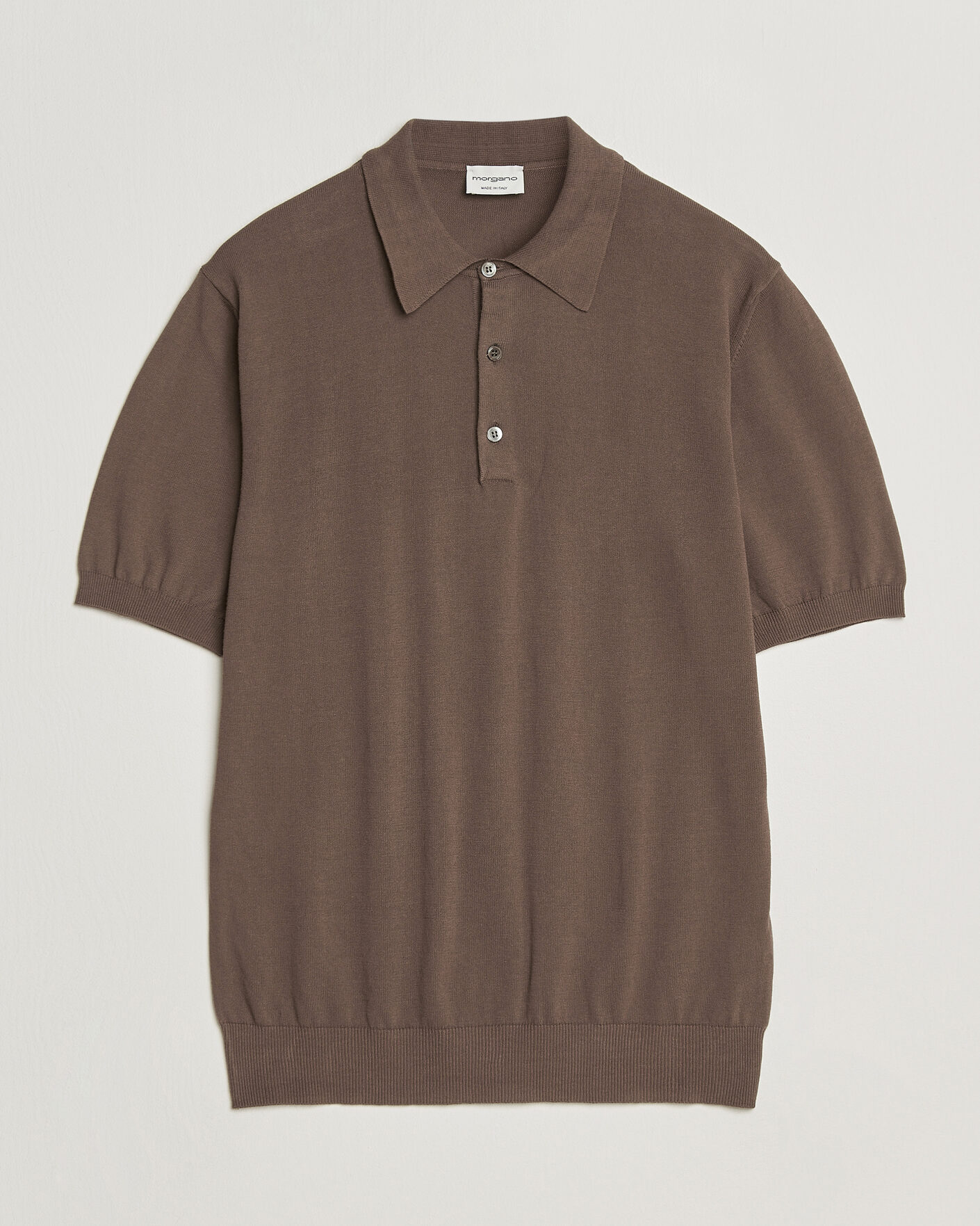 Mies | Pikeet | Morgano | Knitted Cotton Crepe Polo Brown